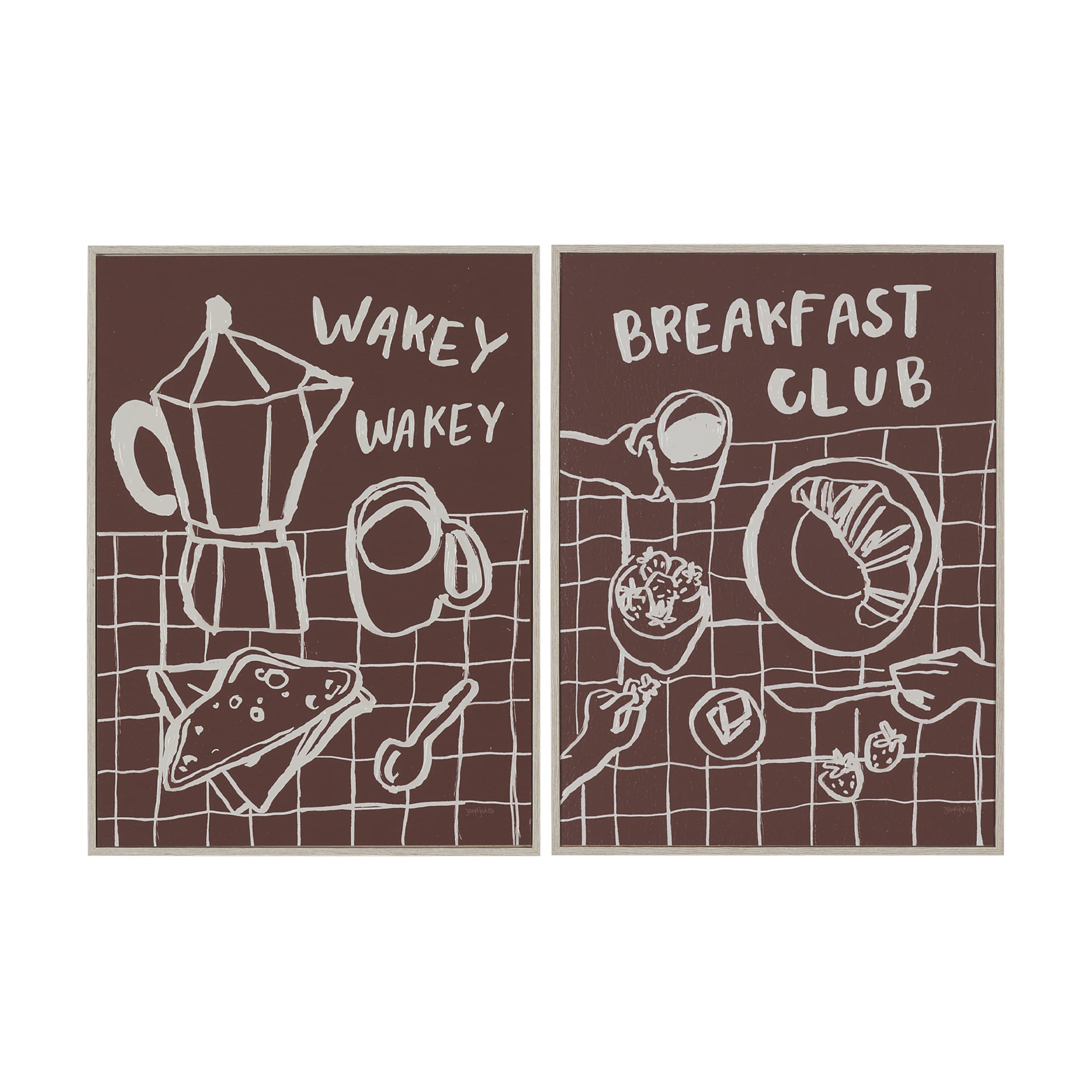 Breakfast Doodles(Set 2) by Jenaya Jackson Hand-Embellished Texture Frame Artwork Matted under Glass — product photograph