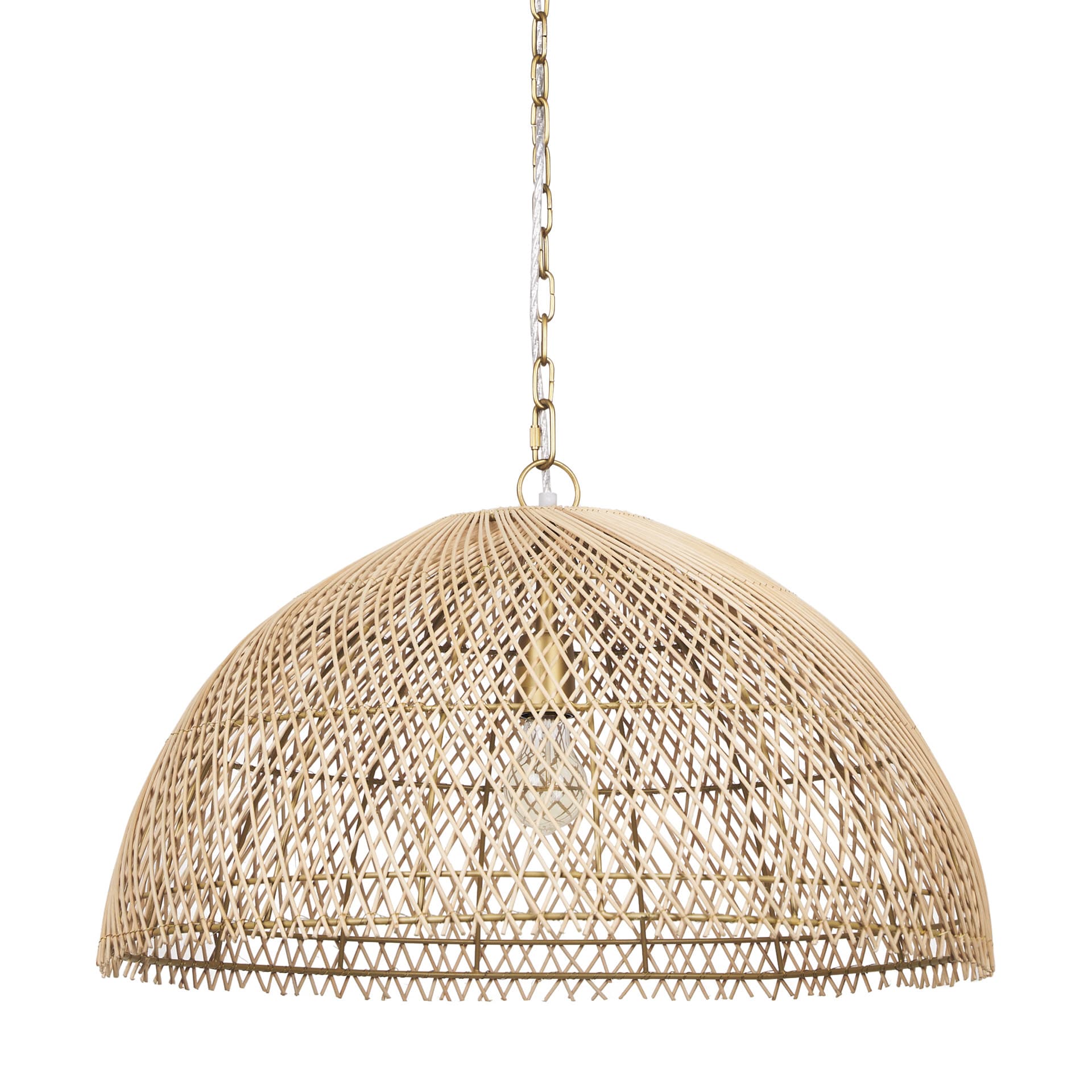 Thad 1-Light Natural Woven Rattan Dome Pendant — product photograph