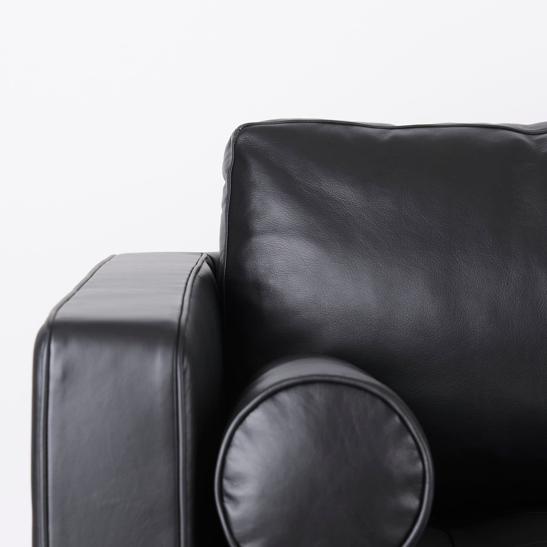 Svend 88.0L x 38.0W x 34.0H Black Leather Sofa — product photograph