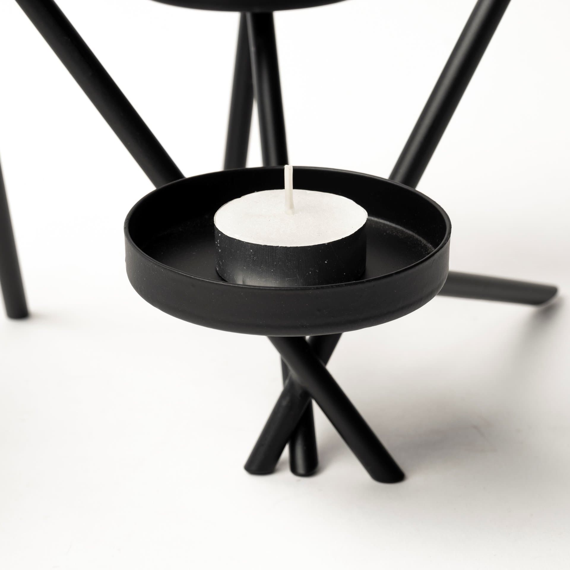 Meira Black Metal Seven Votive Table Candle Holder — product photograph