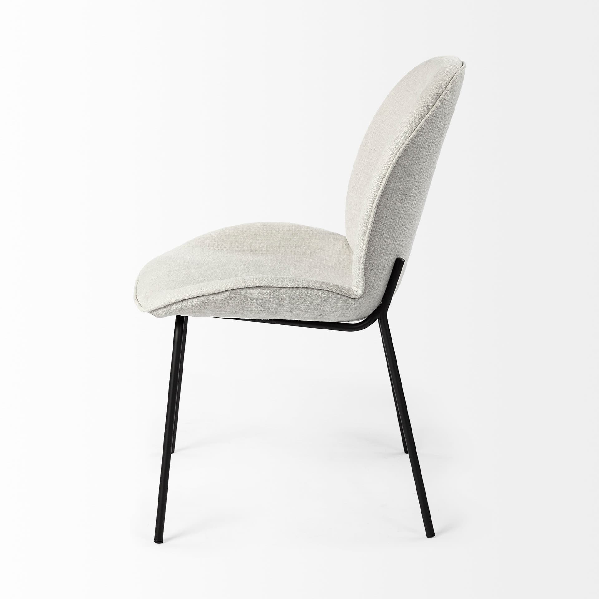 Inala Curved Back Dining Side Chair | White Fabric w/ Black Metal — product photograph