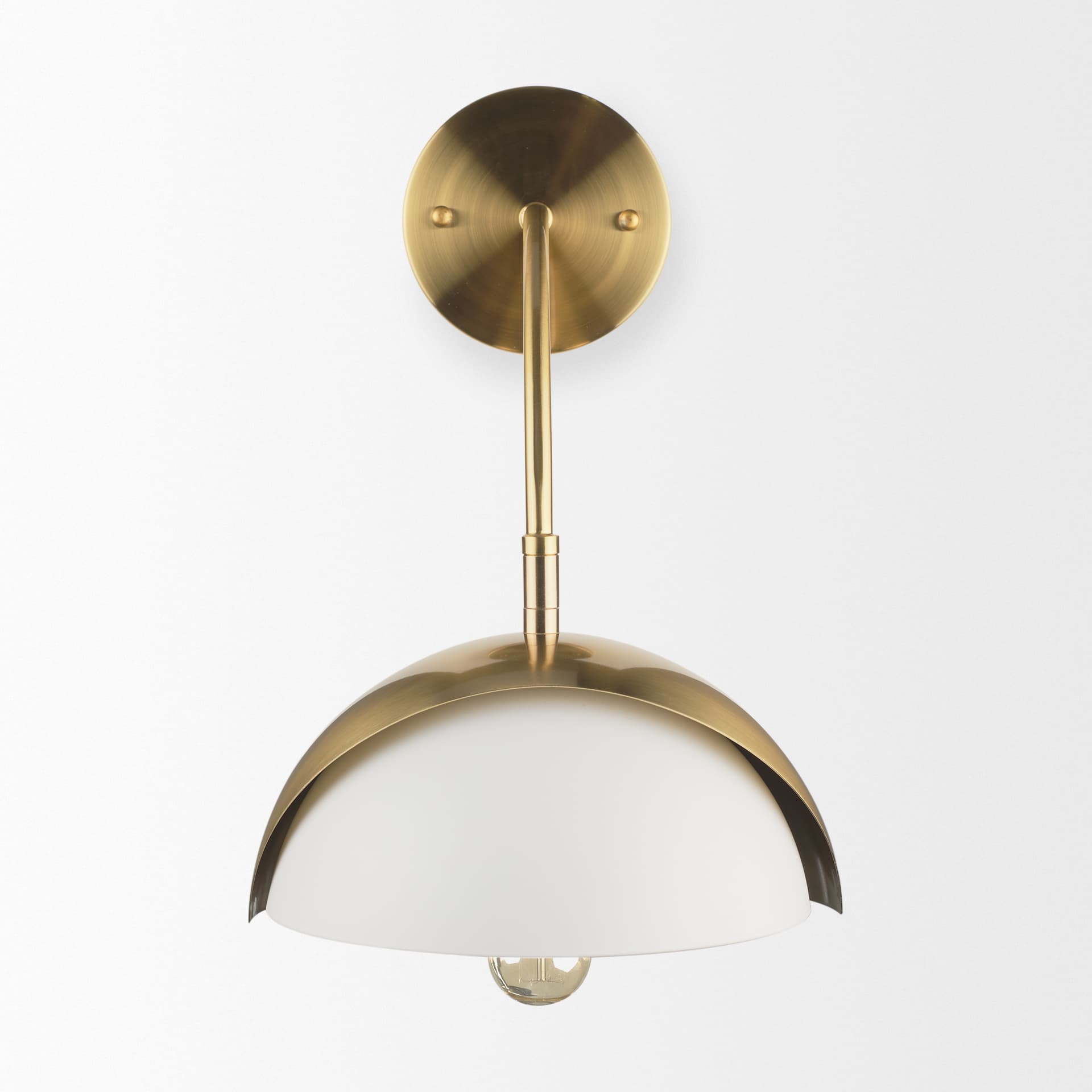 Cybill Brushed Brass w/ White Metal Shade 1-Light Wall Sconce — product photograph