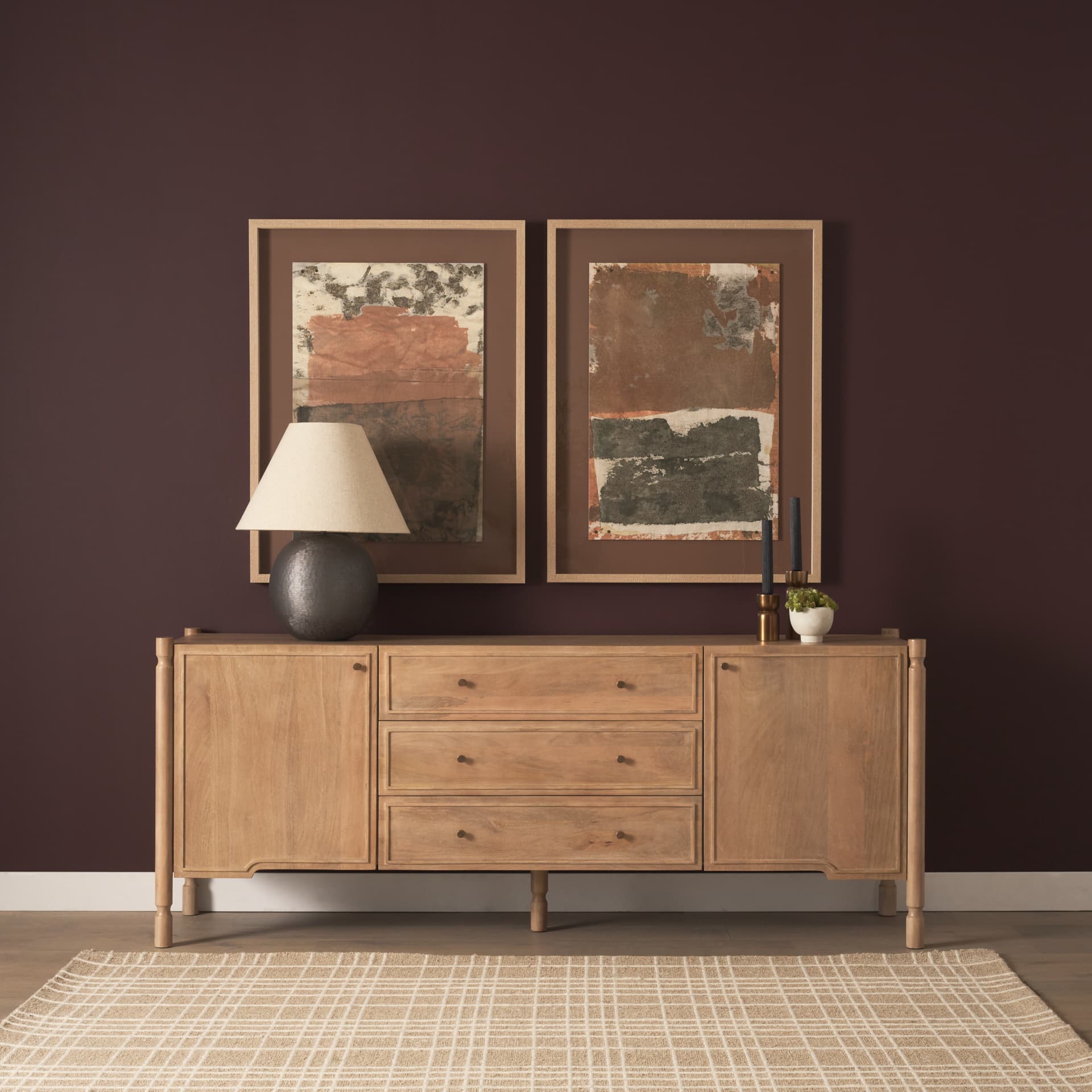Textural Echo - Patina by Kristine Hegre Hand Embelished Textured Framed Artwork Matted under Glass — in a styled room