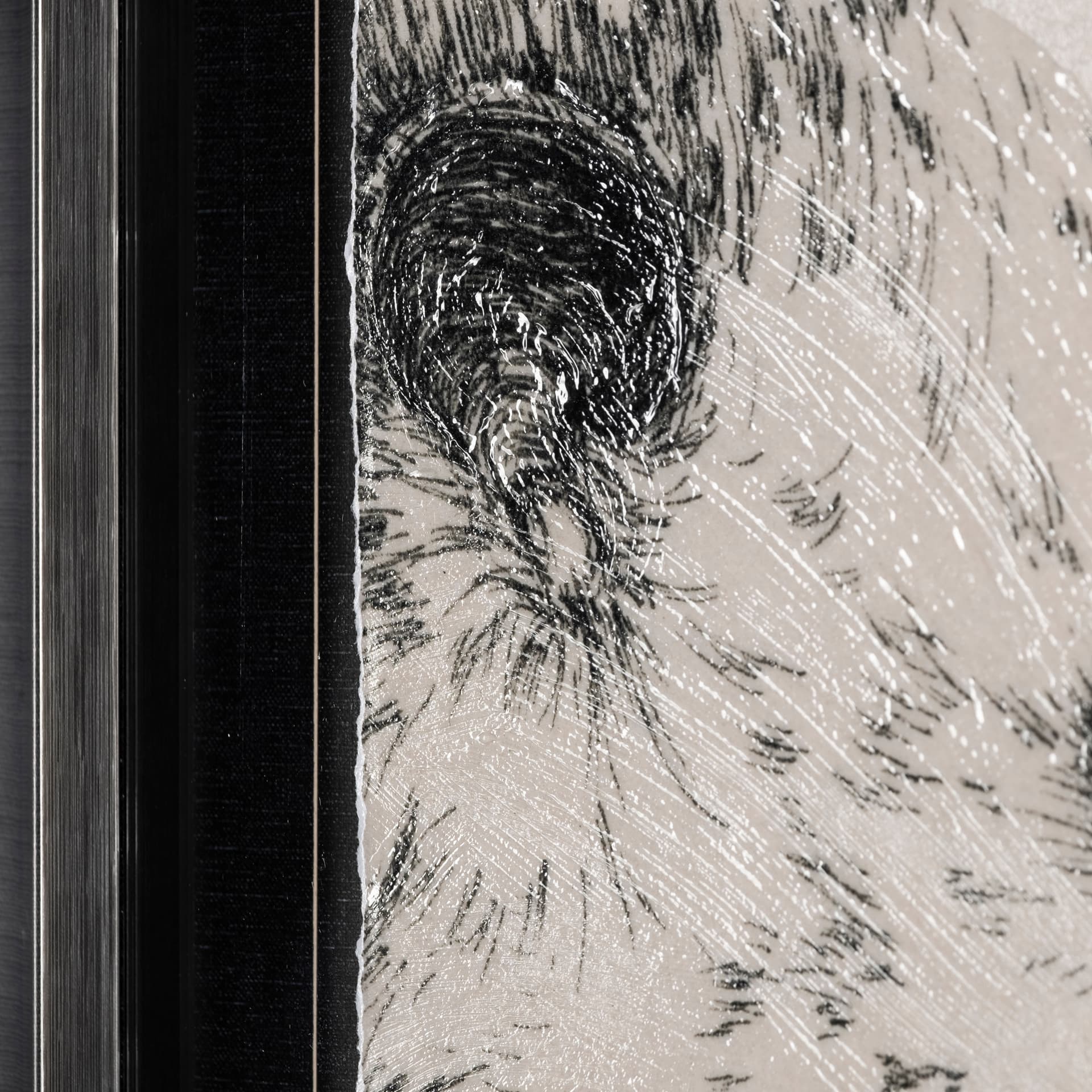 Three is a Crowd II by Mercana Studio Hand Embellished Textured Framed Art Print Matted under Glass — product photograph