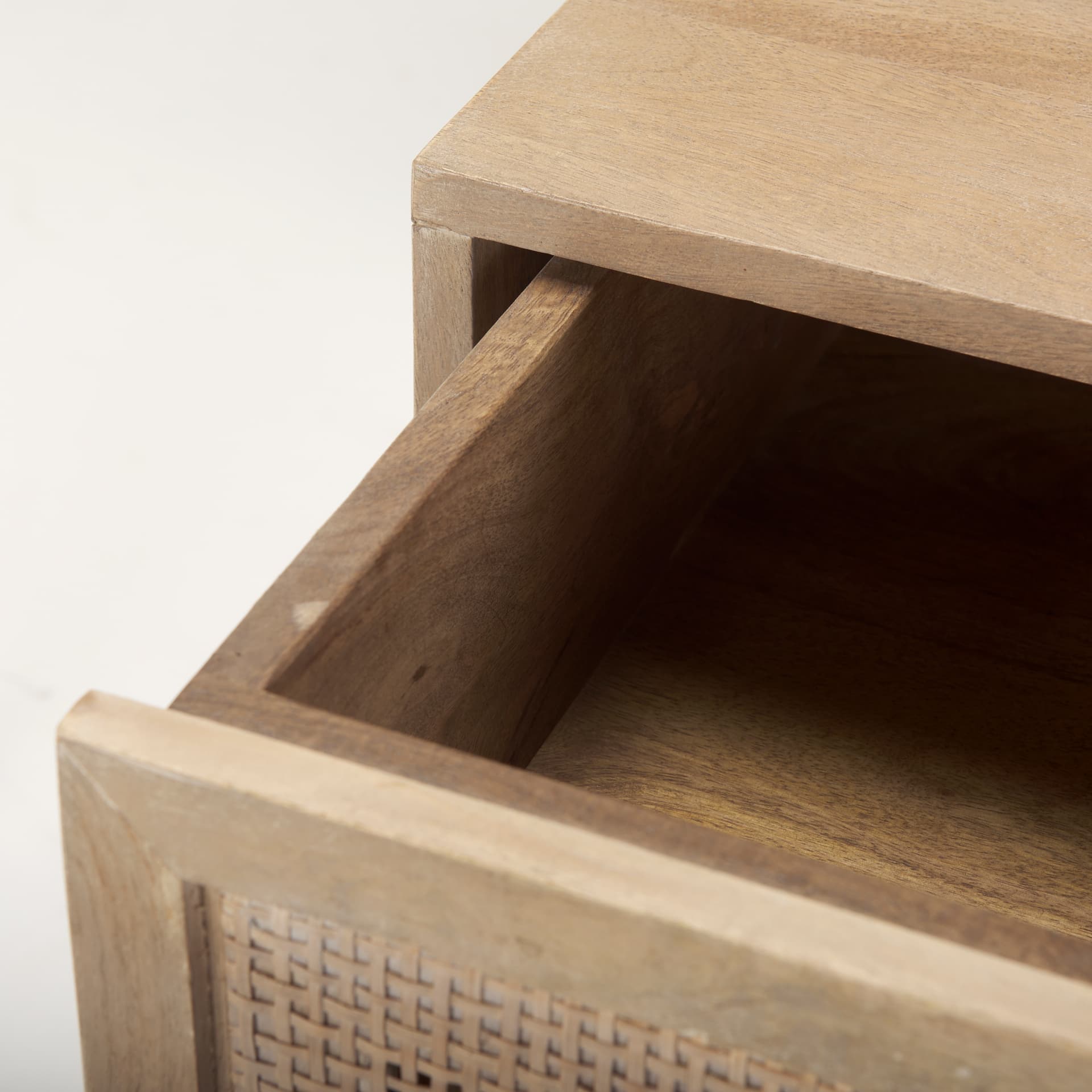 Grier Light Brown Wood w/ Cane End Table — product photograph