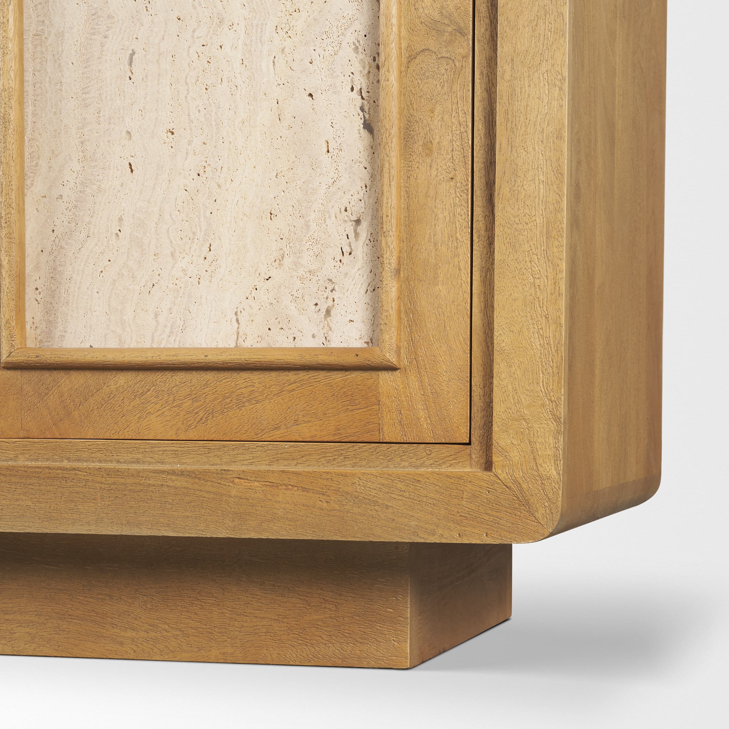 Valterra Light Brown Wood w/ Travertine 4 Door Sideboard — product photograph