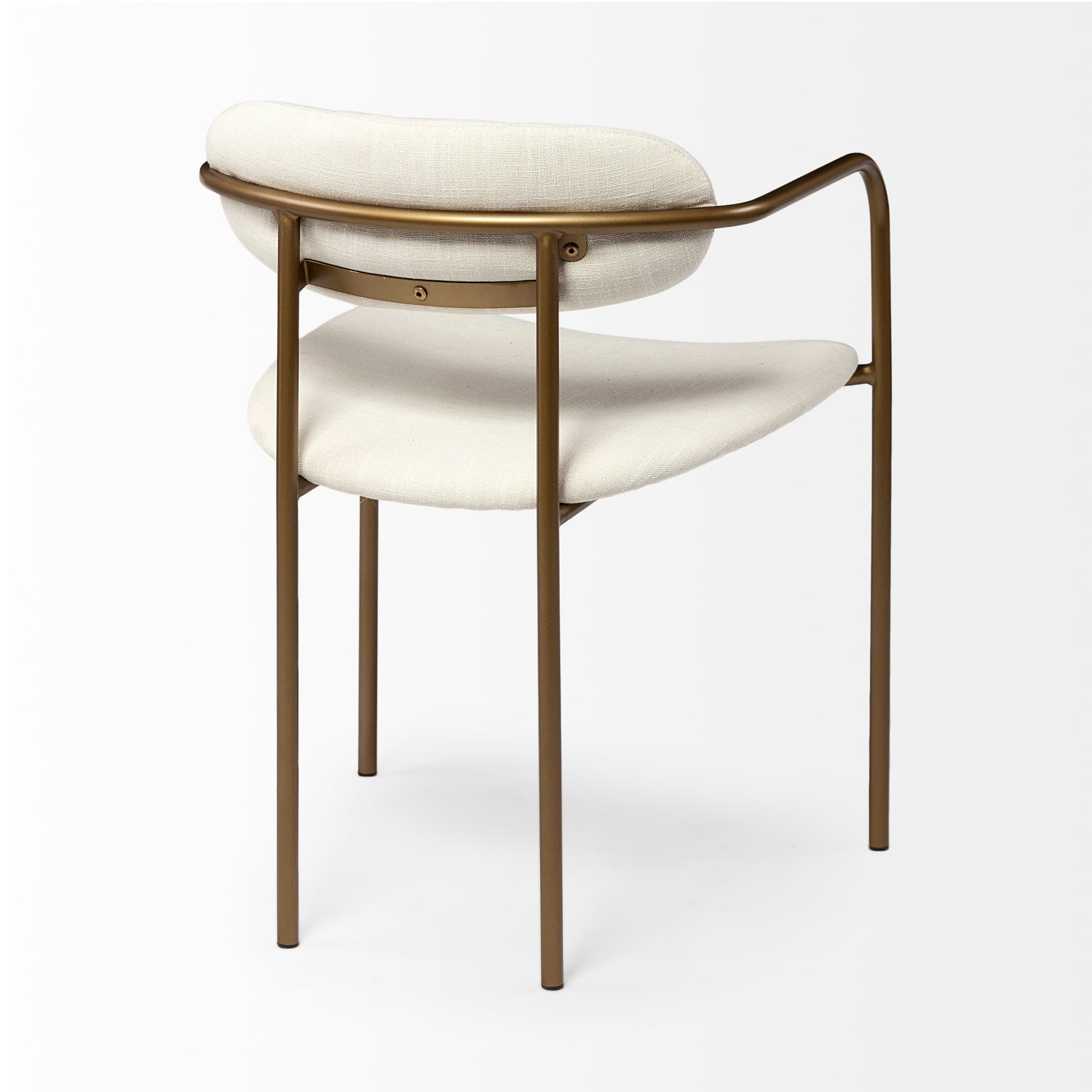 Parker Curved Back Dining Arm Chair | Cream Fabric w/ Gold Metal — product photograph