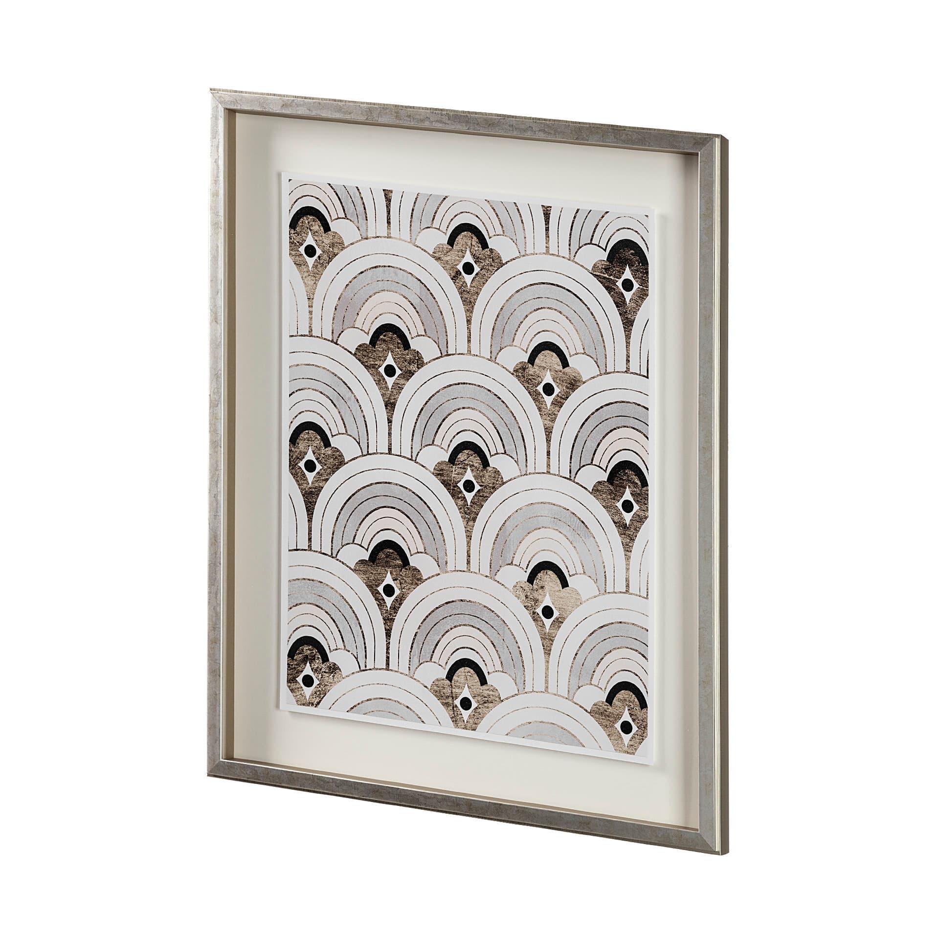 Deco Patterning IV by Victoria Barnes Hand Embellished Textured Framed Art Print Matted under Glass — product photograph