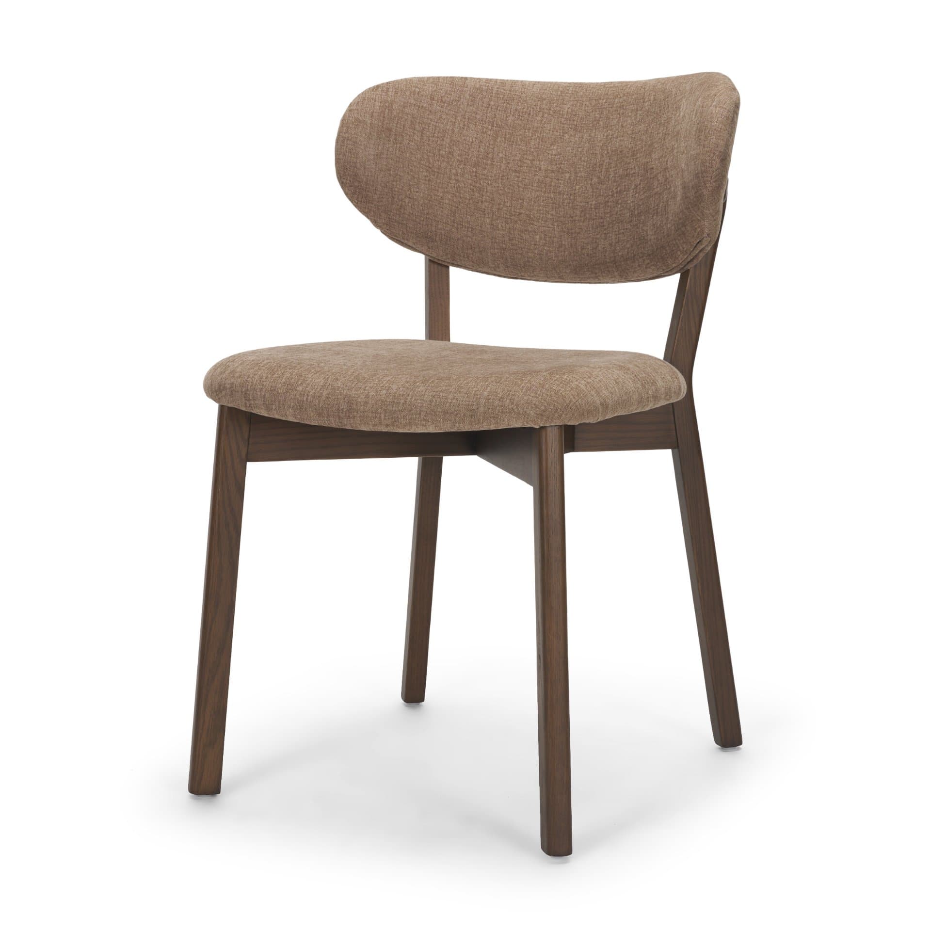 Cole Open Back Dining Side Chair | Stonewashed Latte Fabric w/ Wood — product photograph