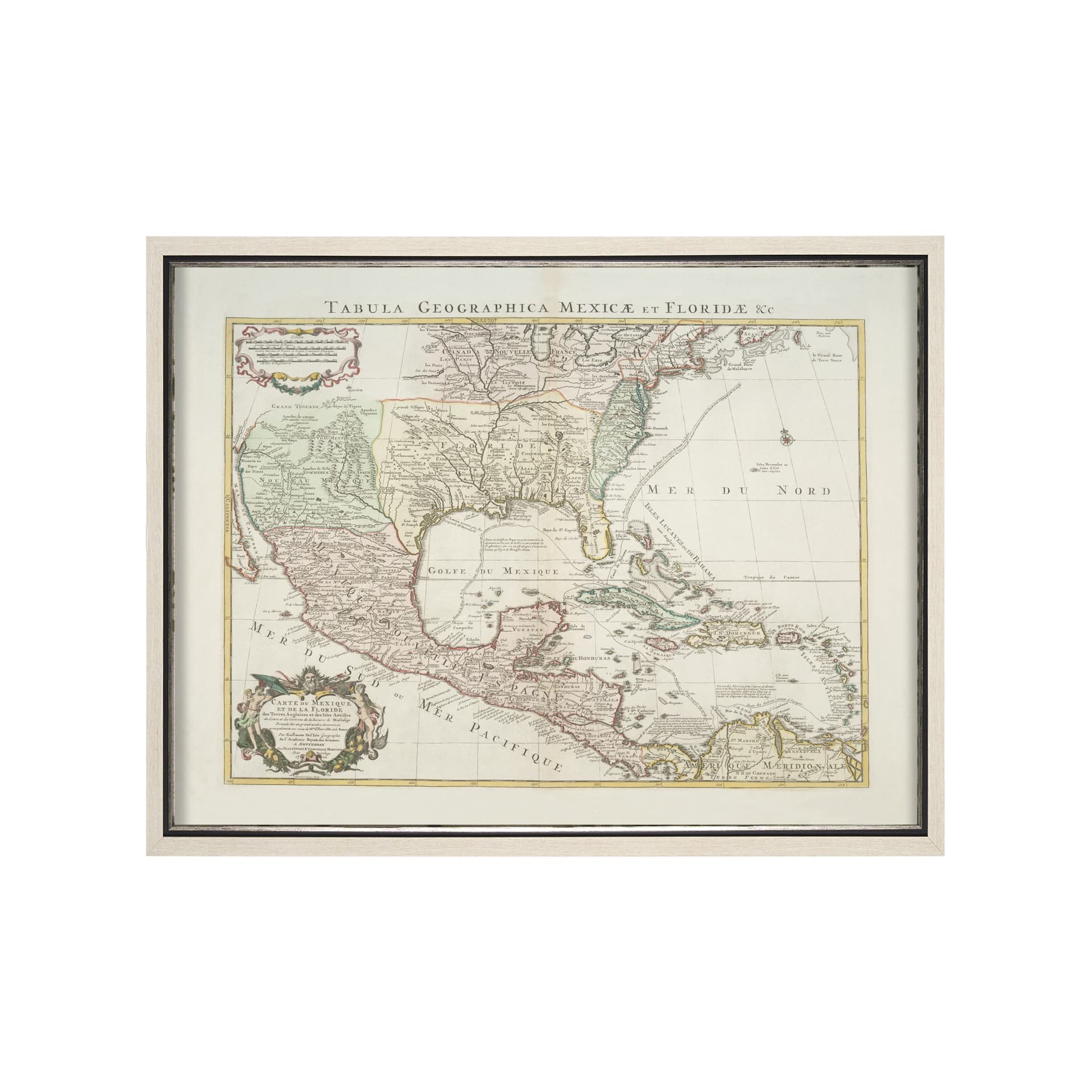 Carte Du Mexique Et De La Floride by Mercana Studio a Hand Embellished Textured Framed Art Print — product photograph
