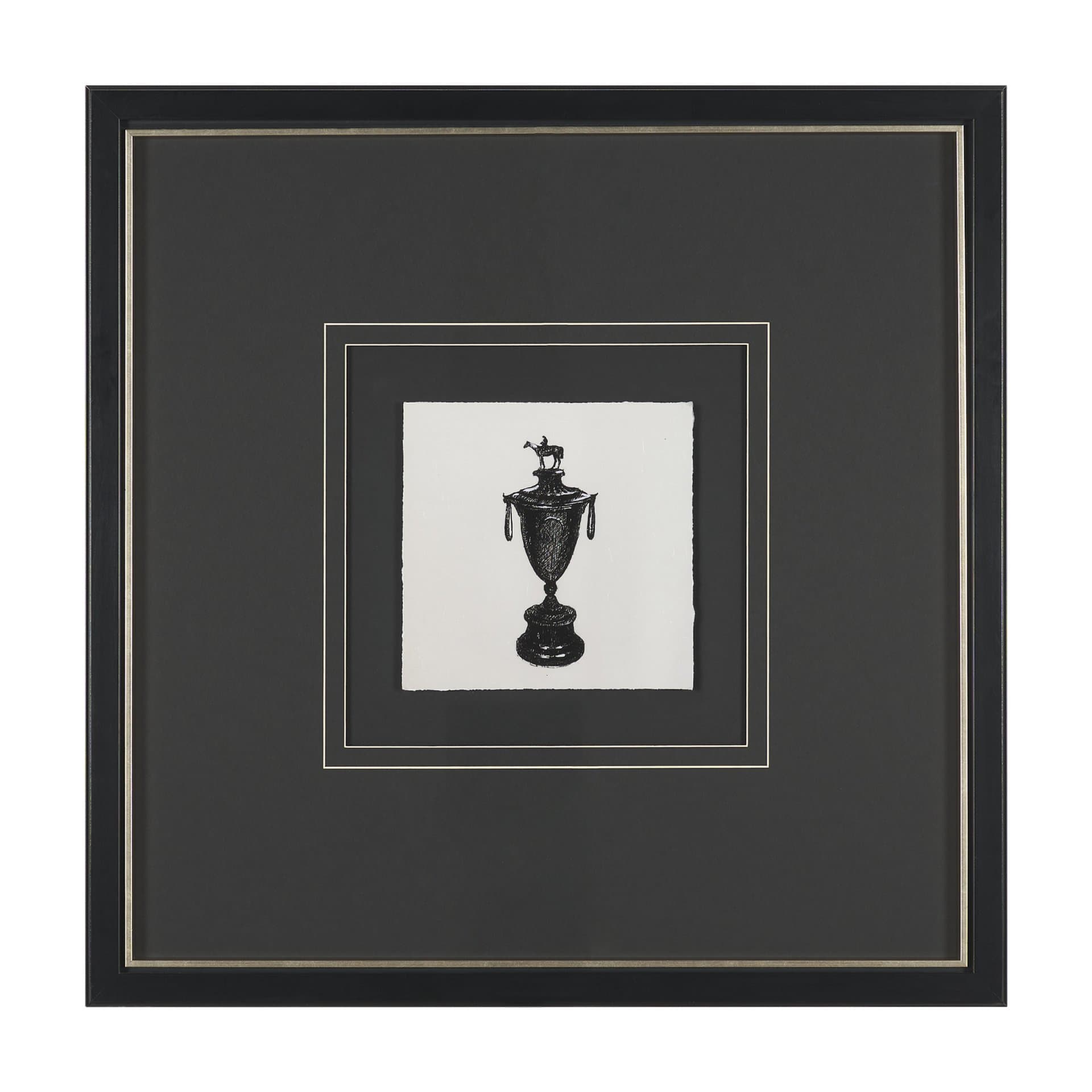 Equestrian Etching II by Mercana Studio Hand-Embellished Textured Framed Artwork Matted under Glass — product photograph