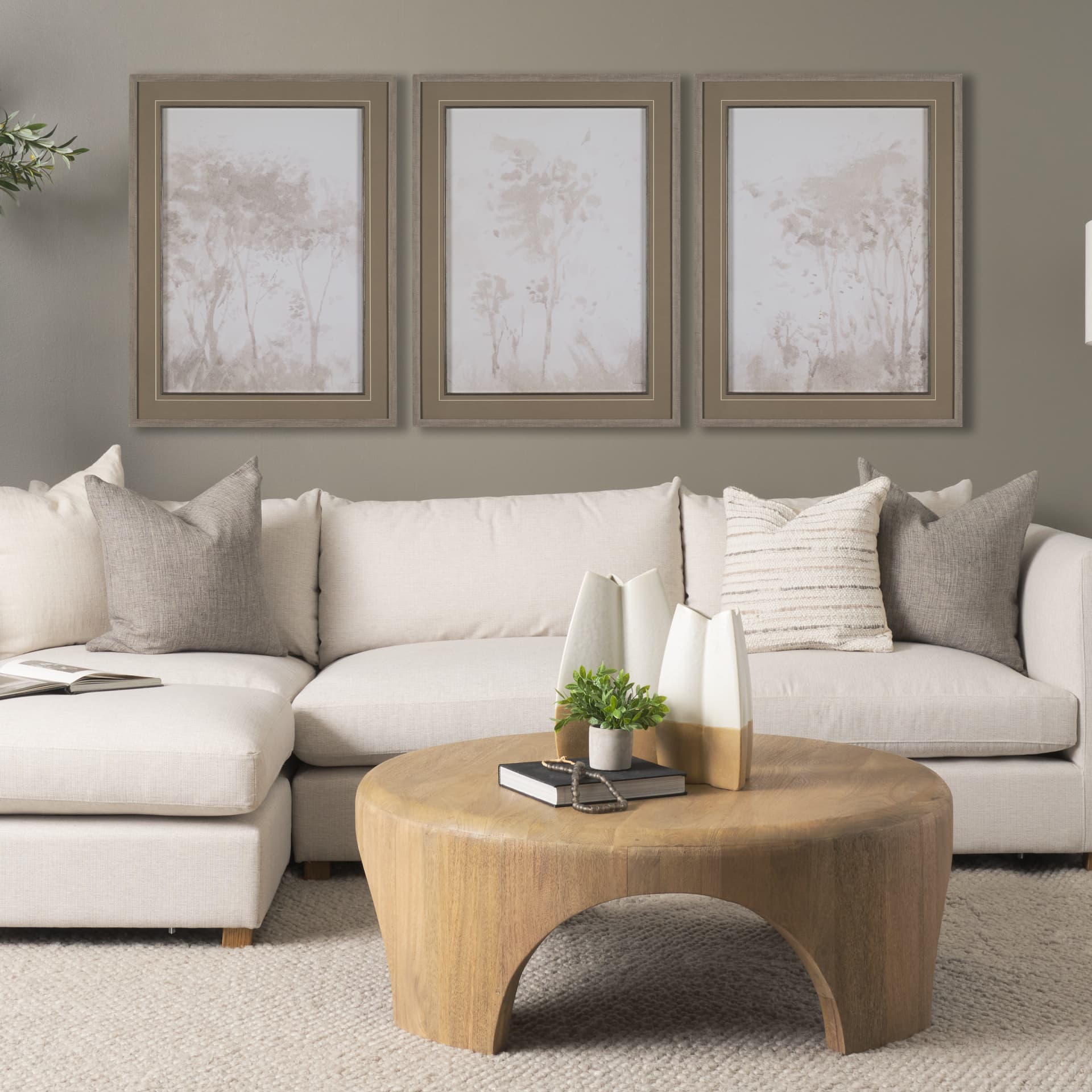 Quiet Canopy I by Mercana Studio Hand-Embellished Framed Artwork Matted under Glass — in a styled room