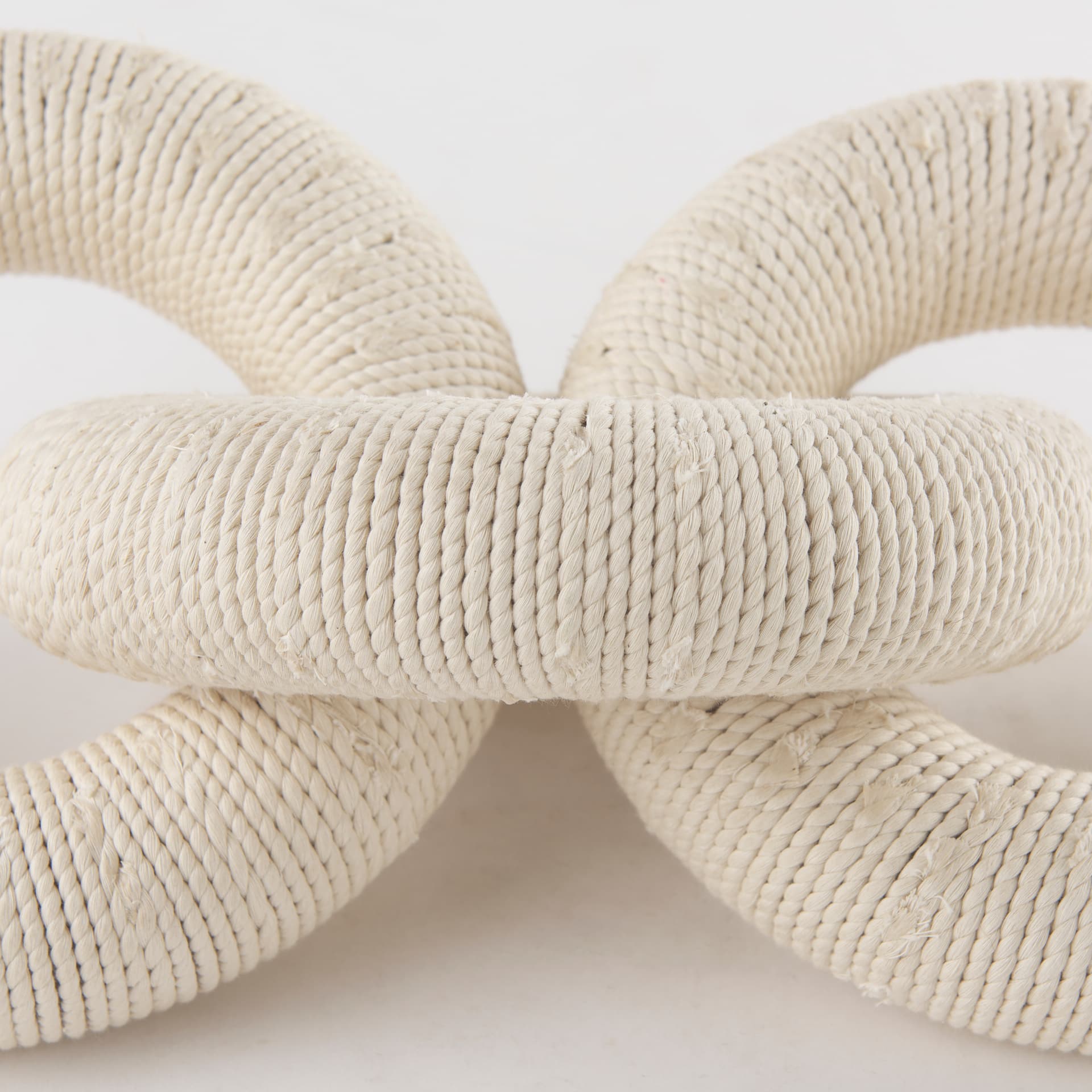 Alize Cotton Rope Wrapped Solid Wood Circular Chain Link Decorative Object — product photograph