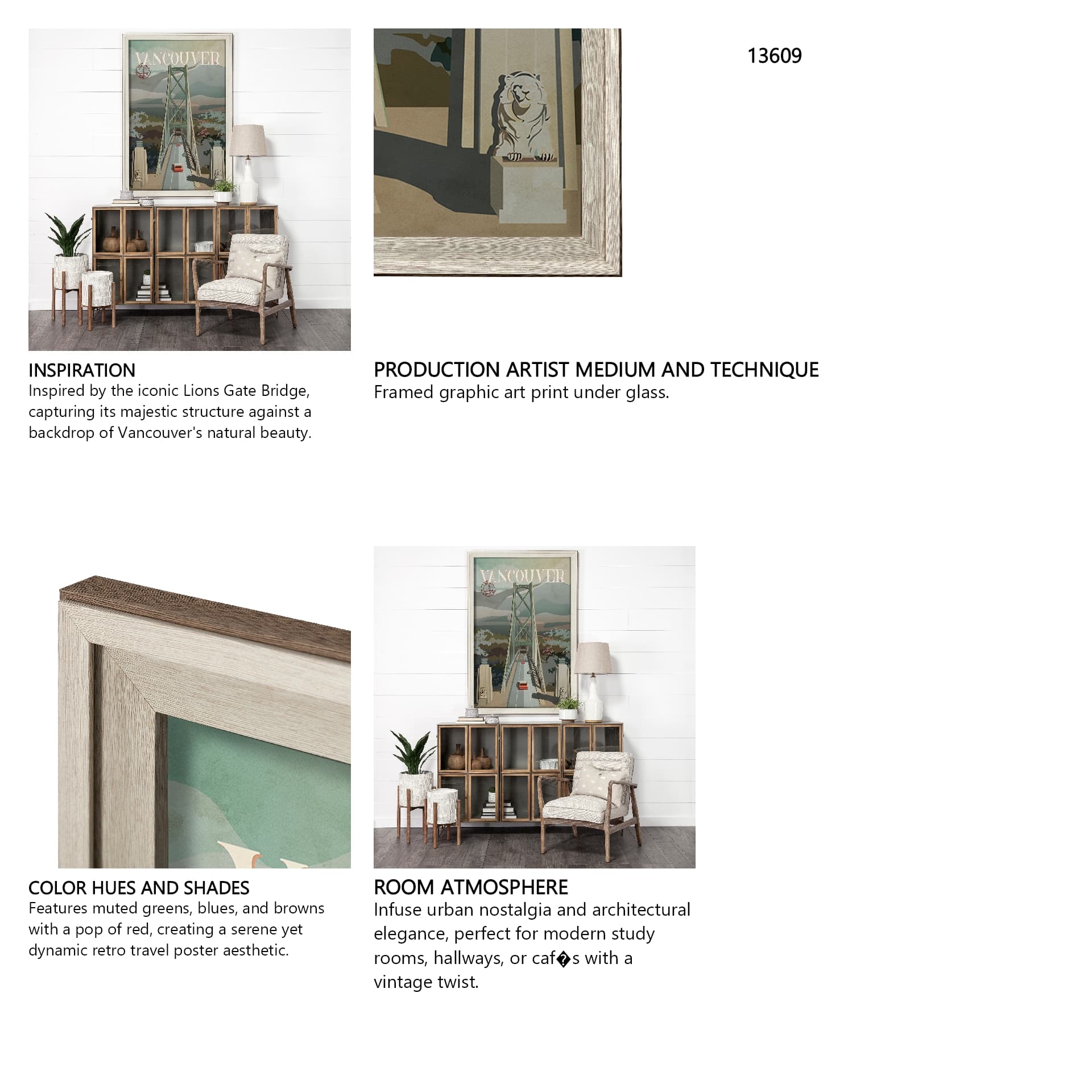 Vancouver Go Canada (XL) by Mercana Studio a Hand Embellished Decograph Framed Art Print under Glass — in a styled room