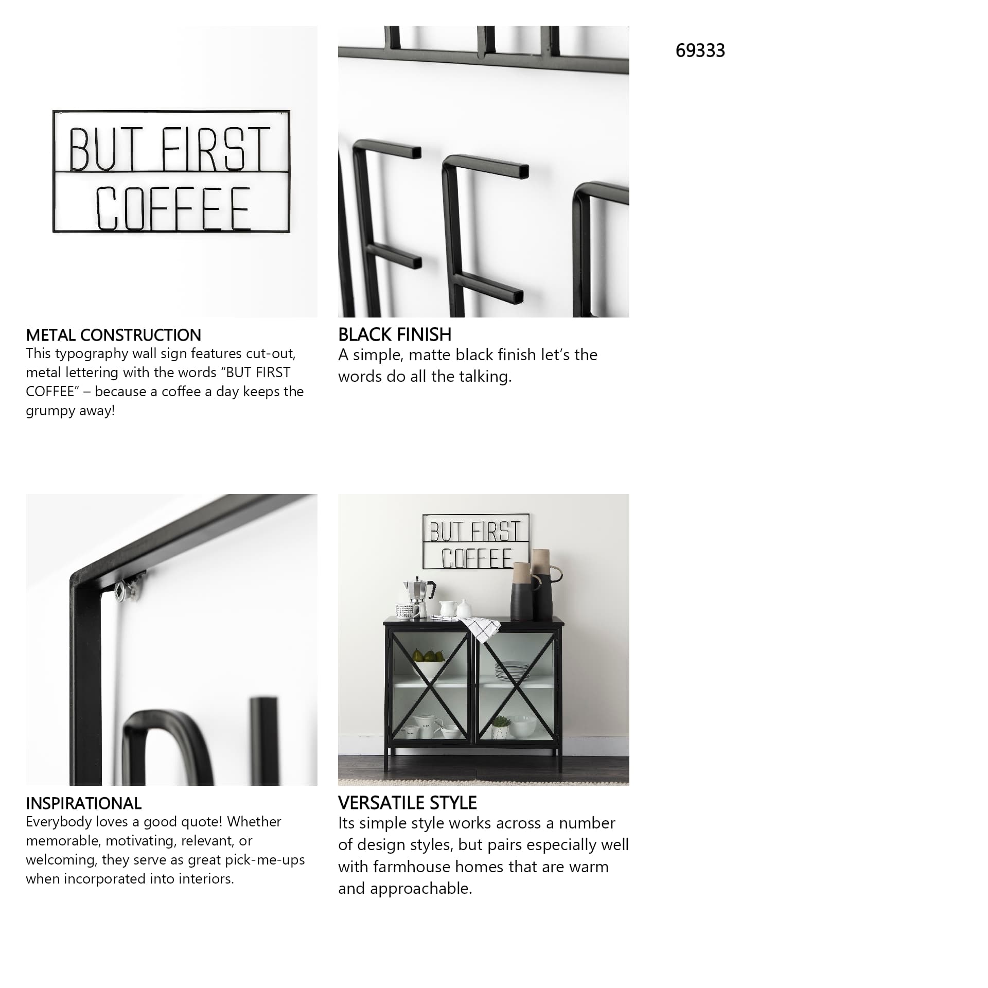 But First Coffee 26"L x 13"H Sign — in a styled room
