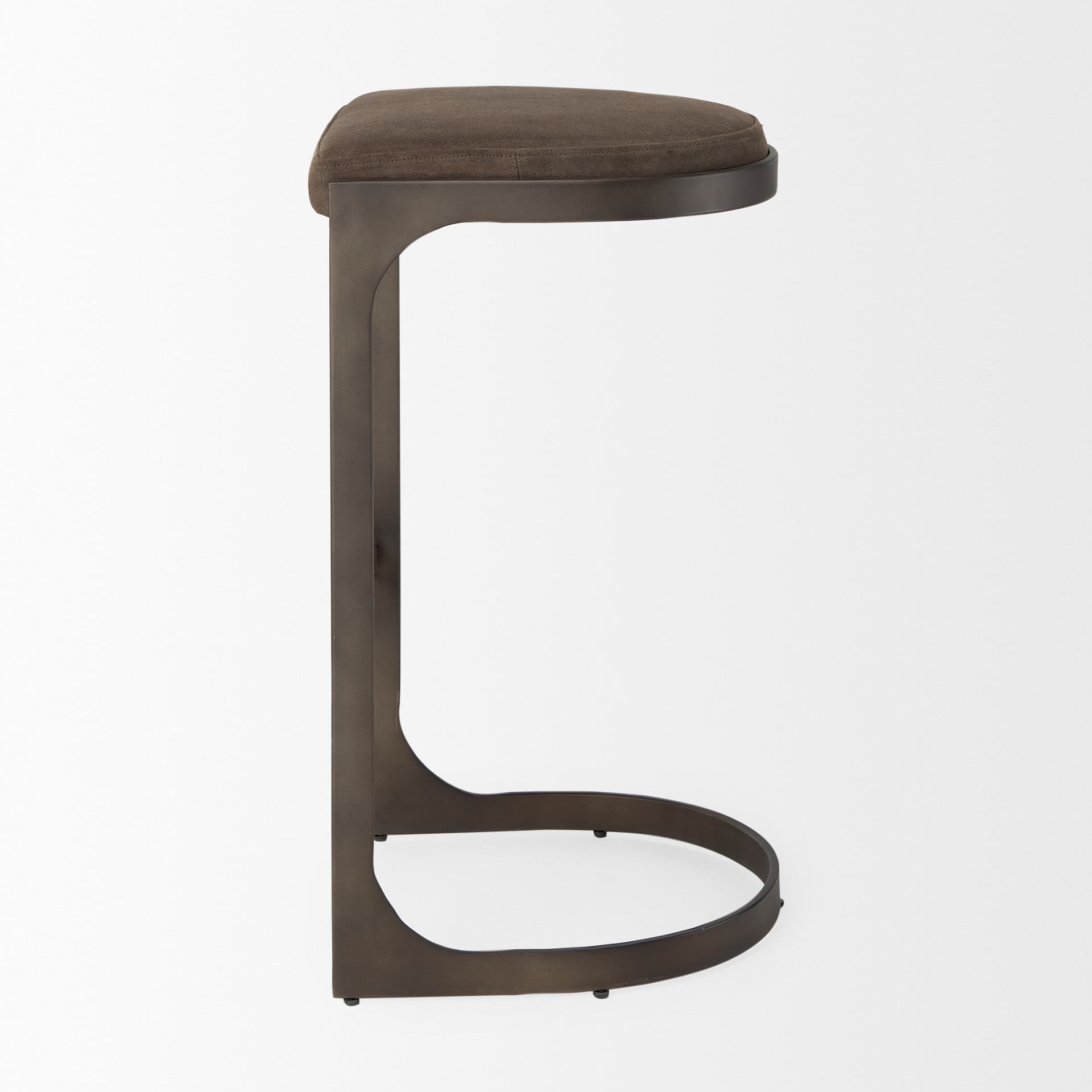 Tyson Backless 31in Seat Bar Stool | Brown/Gray Suede w/ Black Metal — product photograph