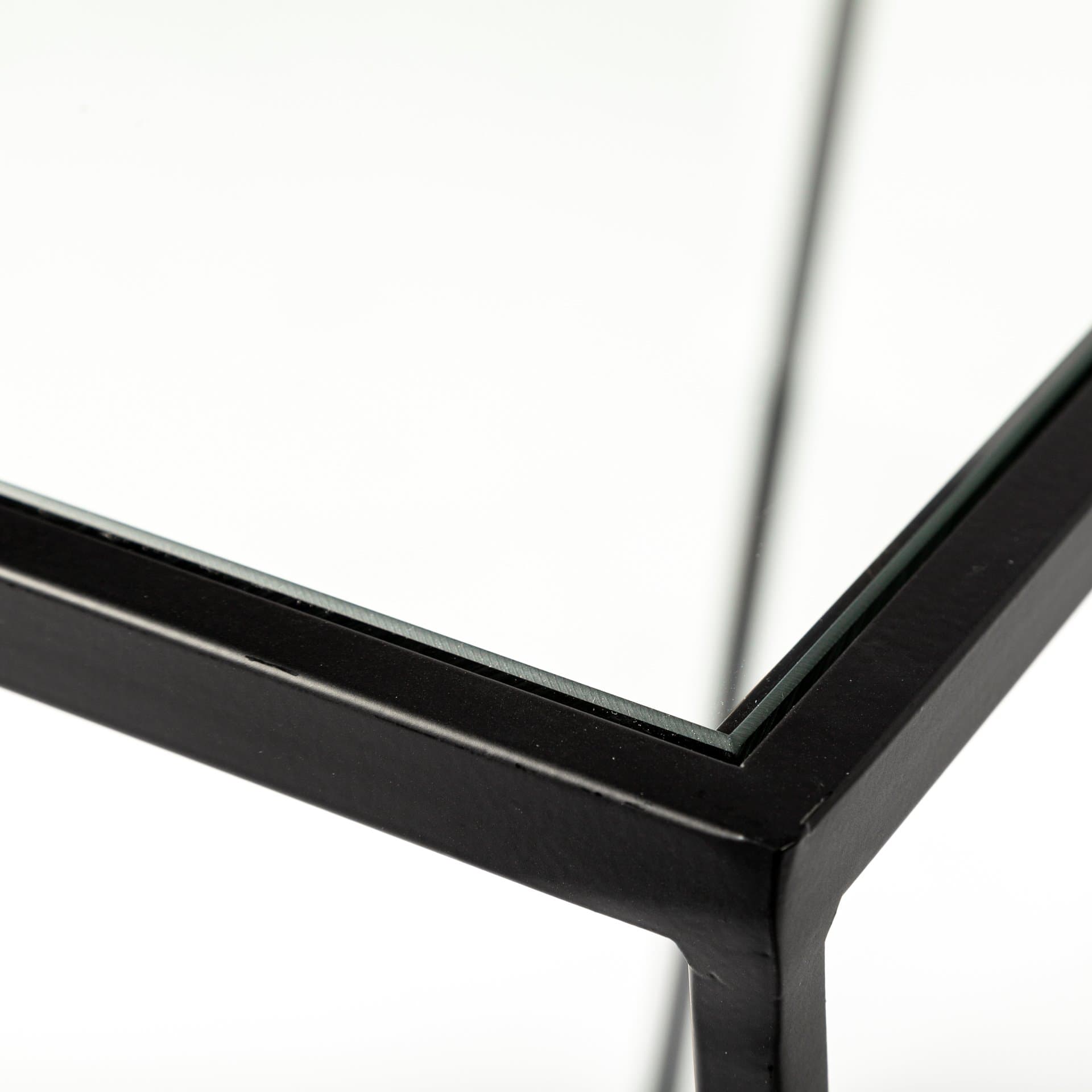 Arya (Set of 2) 24L x 10W Black Rectangular Glass Top Iron Frame Accent Table — product photograph