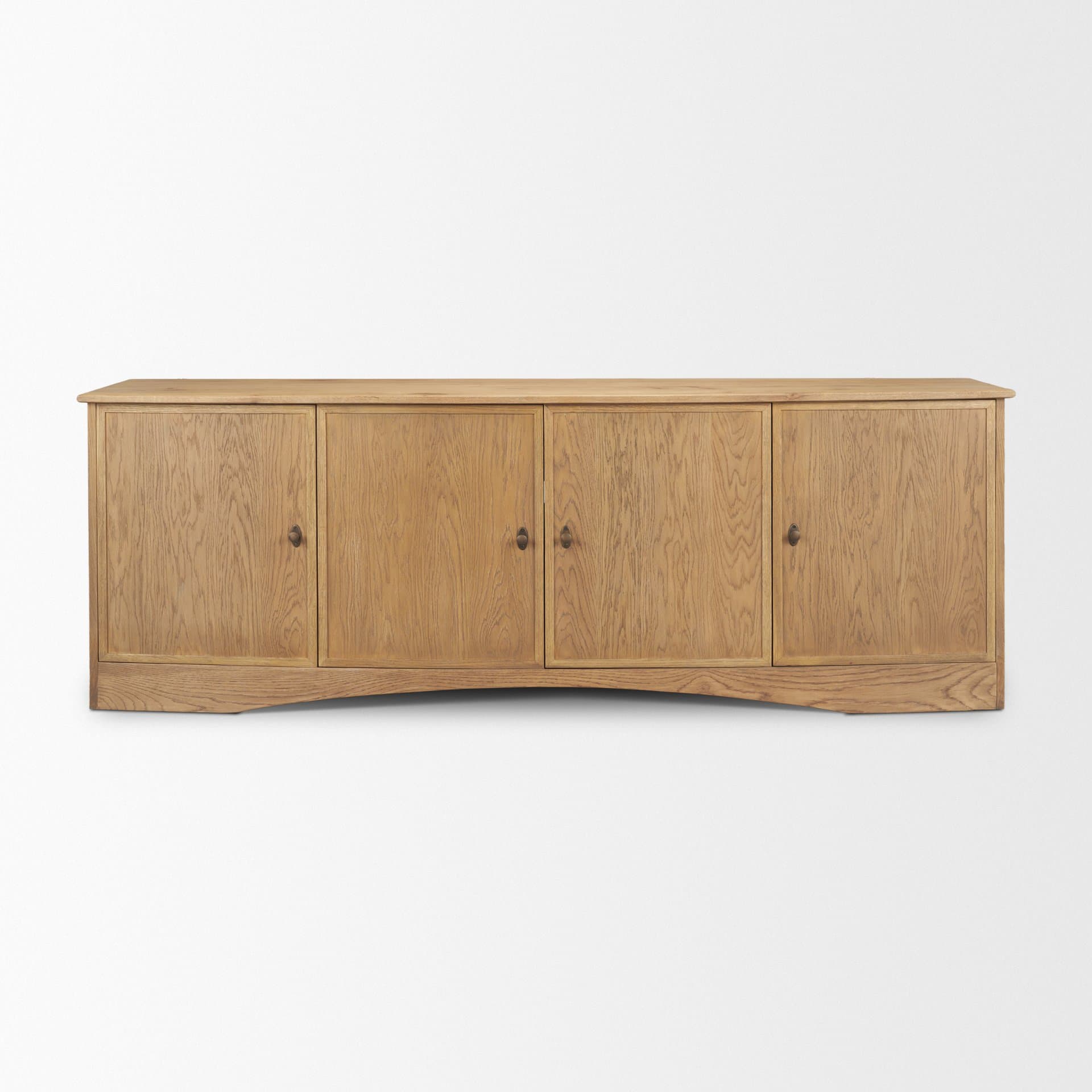 Carrington 82" 4 Door Closed Sideboard | Brown Oak Wood w/ Brass Hardware — product photograph