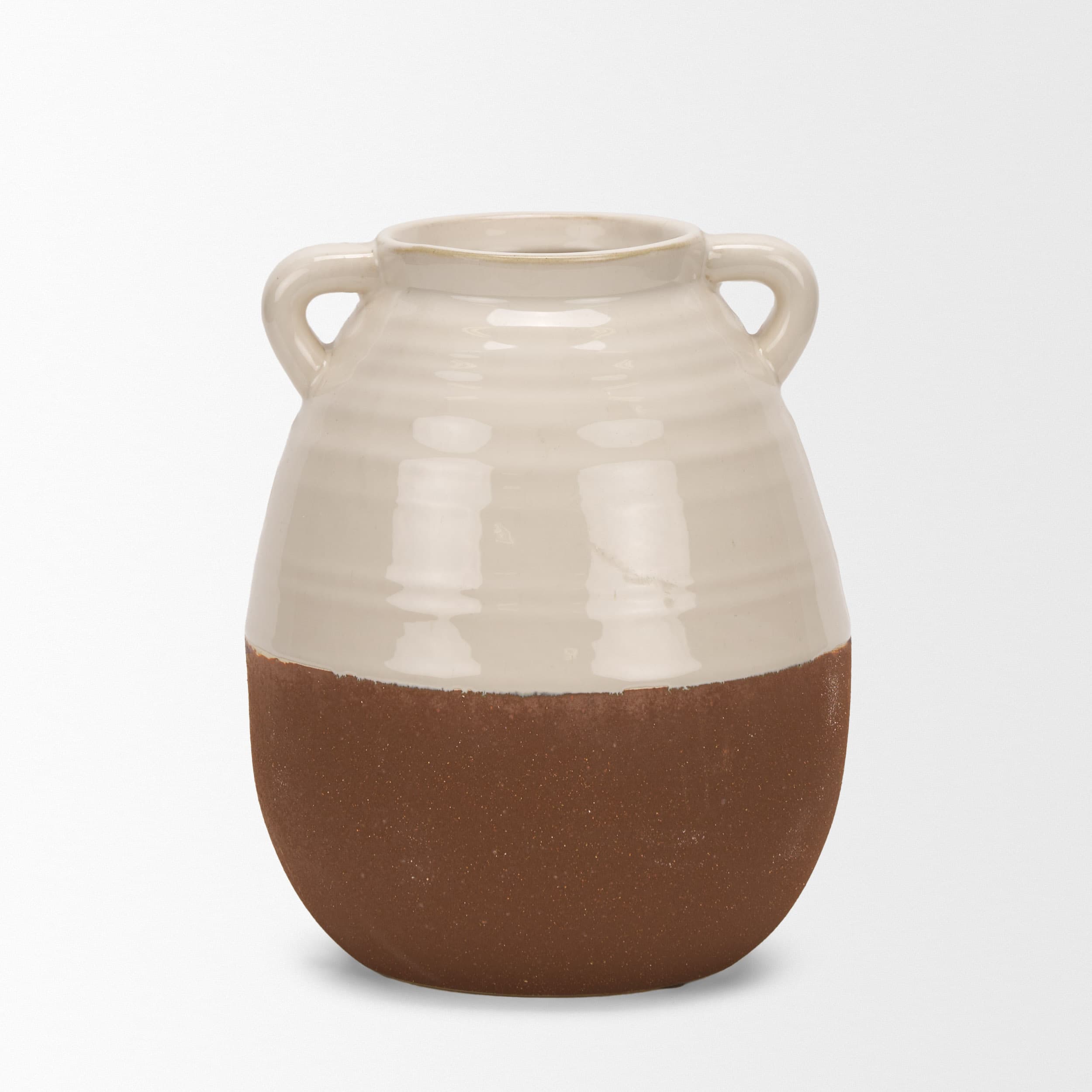 Tryna Small Beige w/ Matte Brown Ceramic Vase — product photograph
