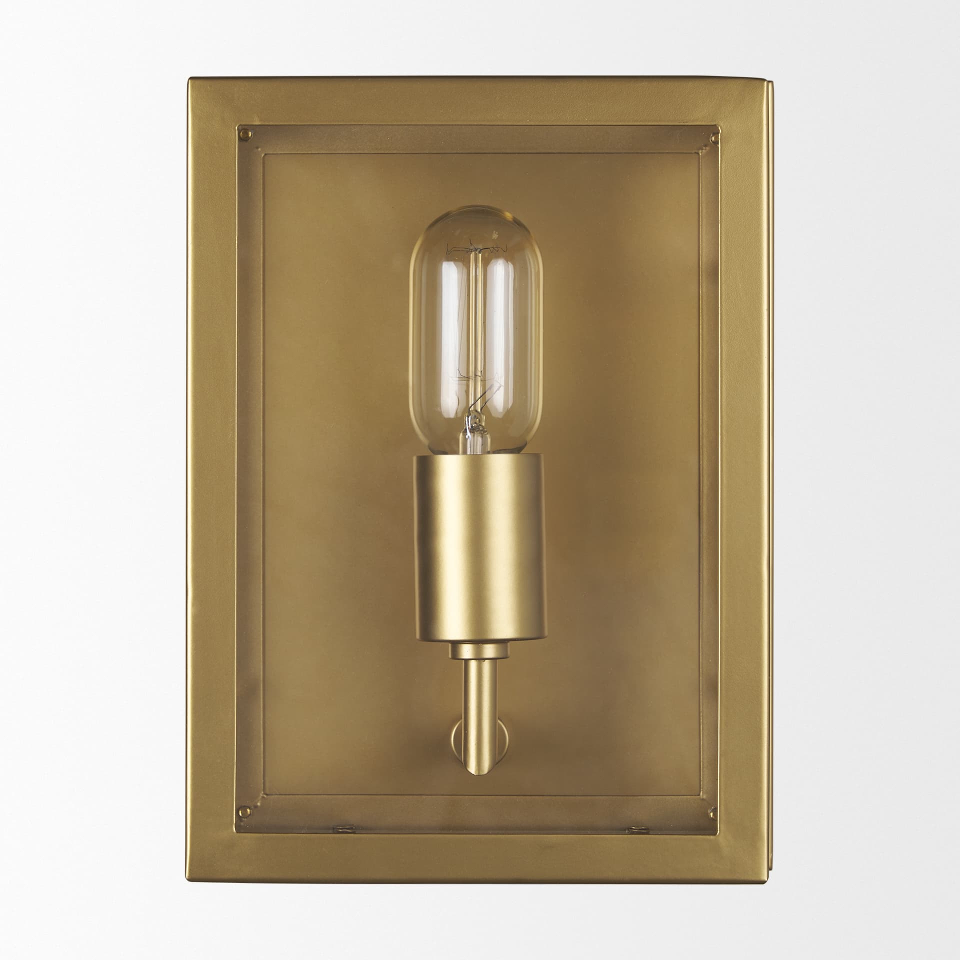 Cairn Brushed Gold Metal w/ Glass 1-Light Wall Sconce — product photograph