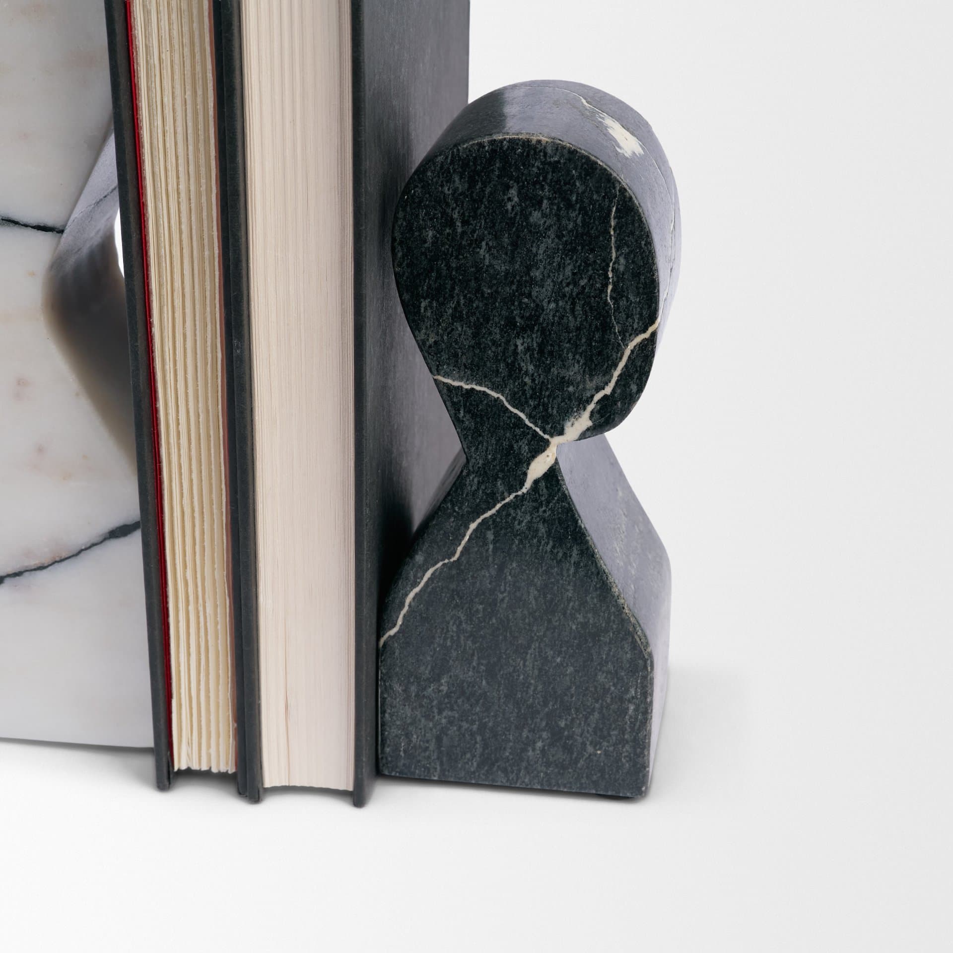 Shadow White & Black Marble Bookends — product photograph