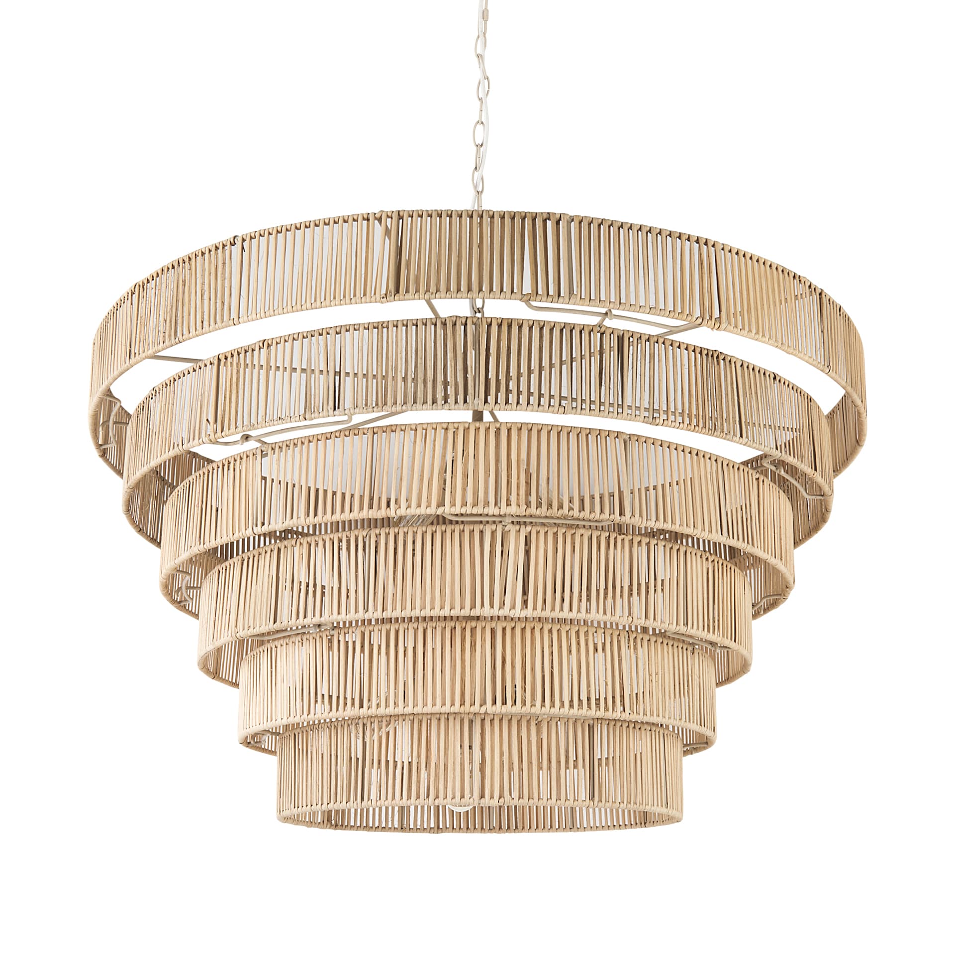Marimba 40 L x 40 W x 24 H Natural Cane 6 Tier Chandelier — product photograph