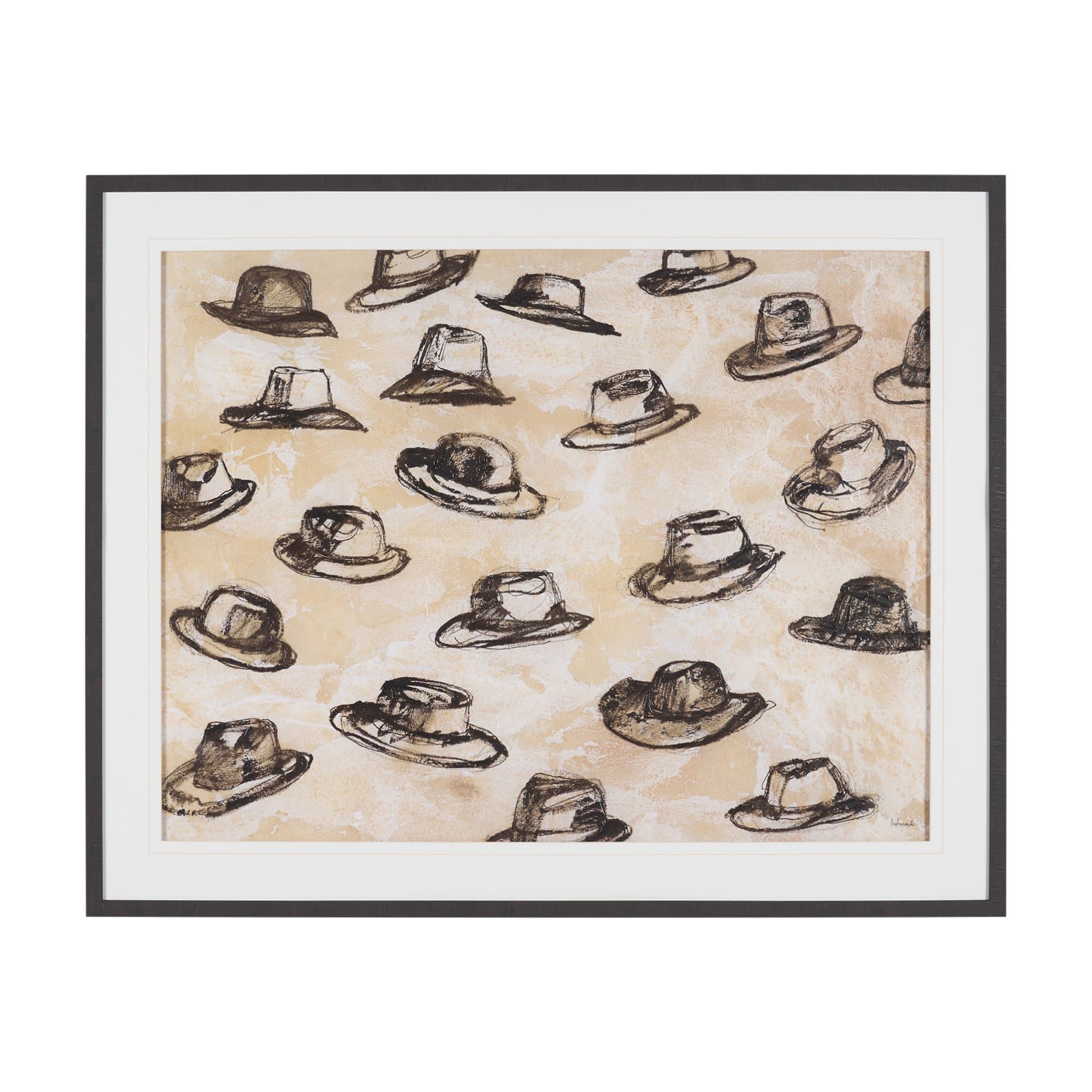 "Hat Trick" by Mercana Studio Hand-Embellished Textured Framed Artwork Matted under Glass — product photograph