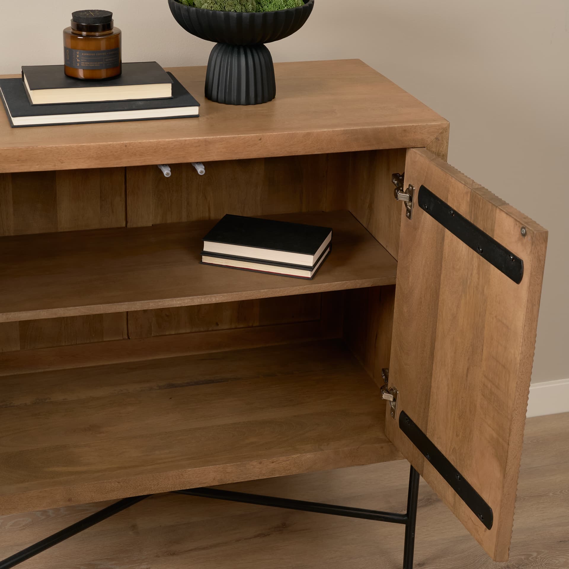 Cairo 36.0L x 19.5W x 36.0H 2 Door Wood and Metal Cabinet — product photograph