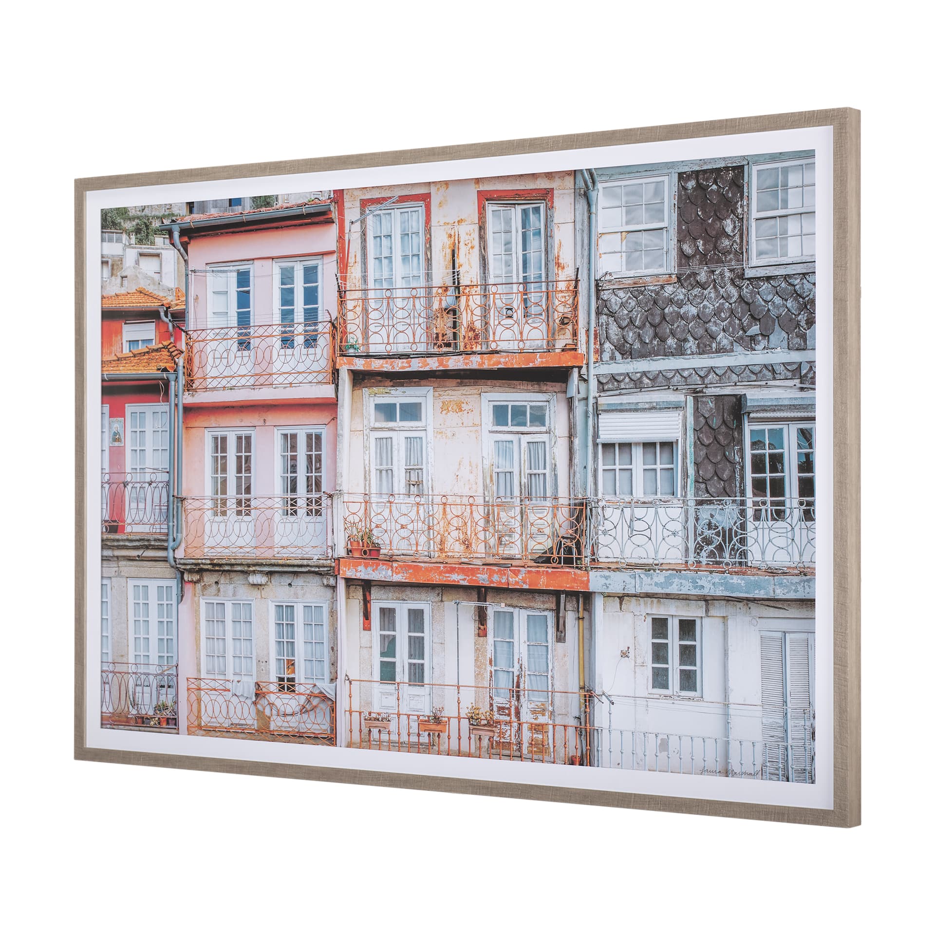 Porto Houses by Laura Marshall a Framed Photo Art Print Matted under Glass — product photograph