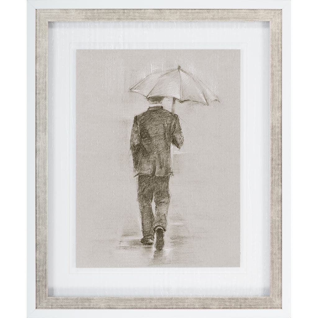 Rainy Day Rendezvous by Mercana Studio Hand Embelished Textured Framed Art Print Matted under Glass — product photograph