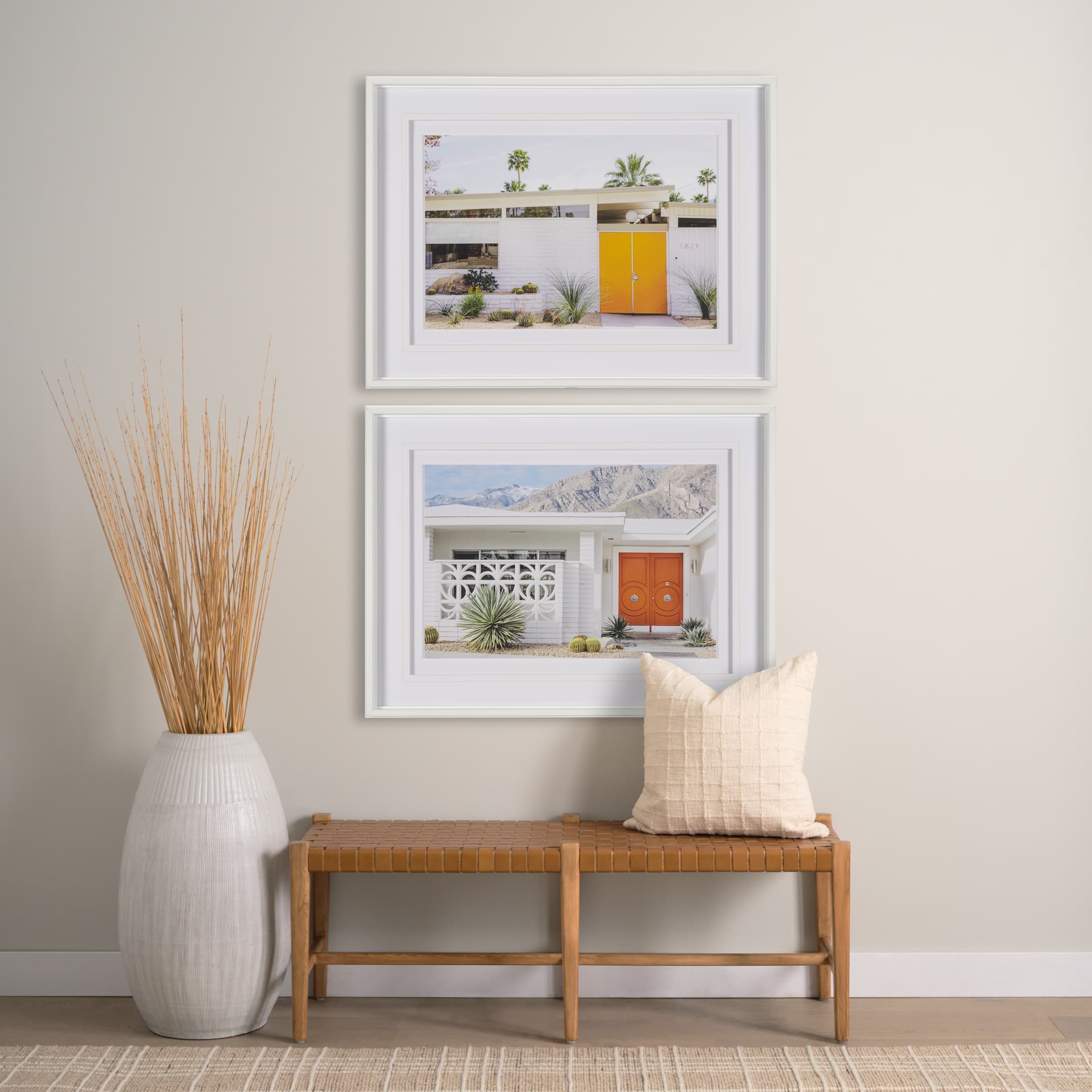 Palm Springs Villa Puerta Naranja Irene Suchocki Hand Embellished Framed Photo Art Print Matted unde — in a styled room