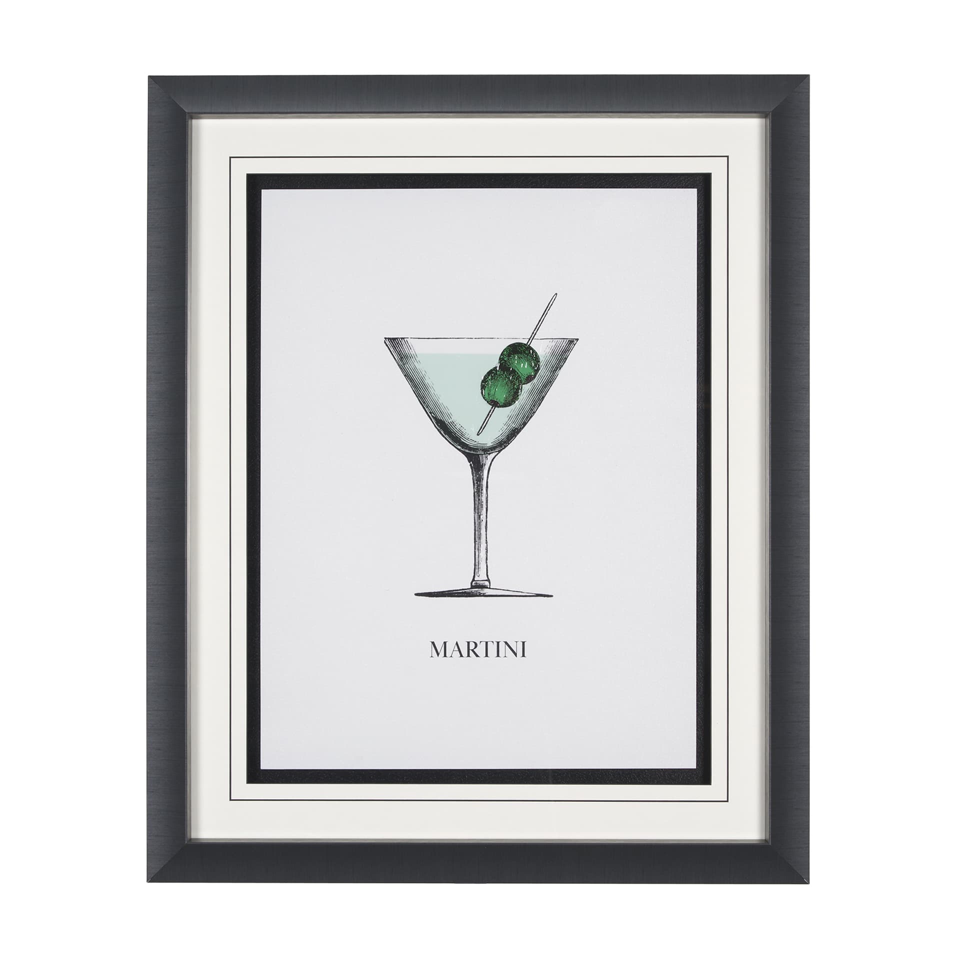 Vintage Cocktails-Martini by Gwen Aspell Hand Embellished Framed Art Print Matted under Glass — product photograph