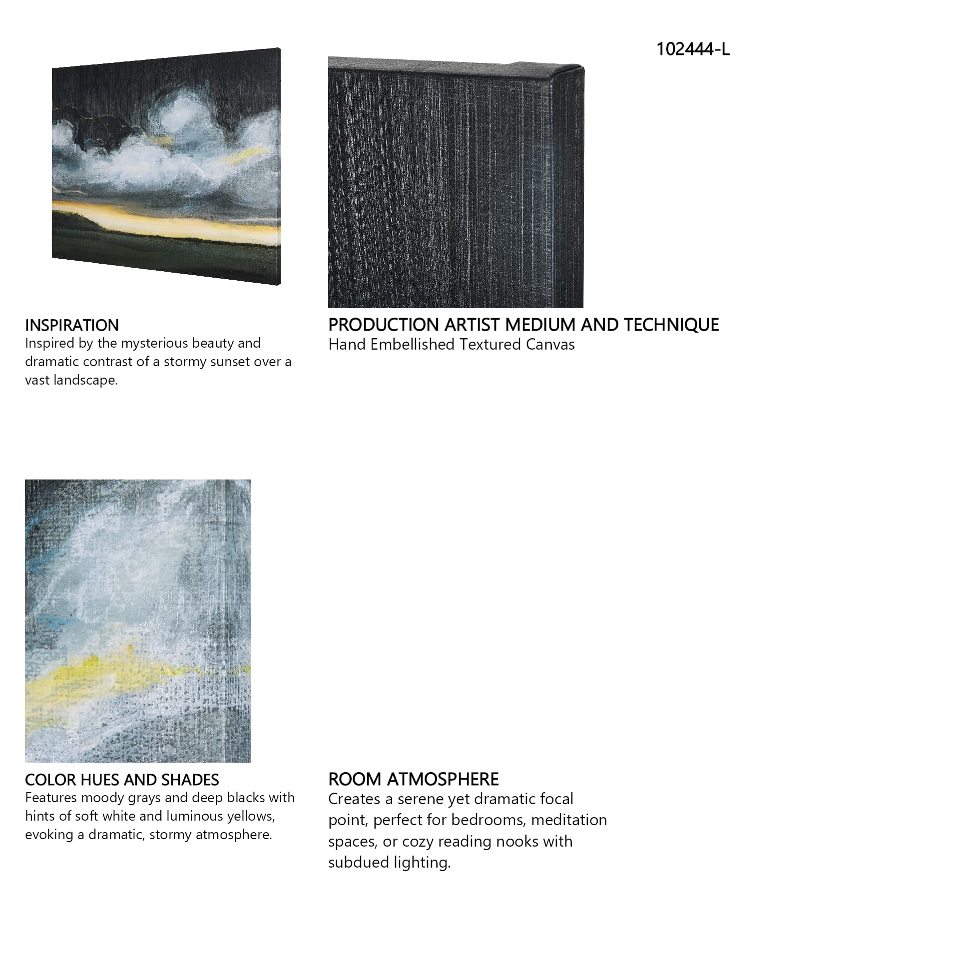Stormy Skies I by Mercana Studio a Hand Embellished Textured Canvas — in a styled room