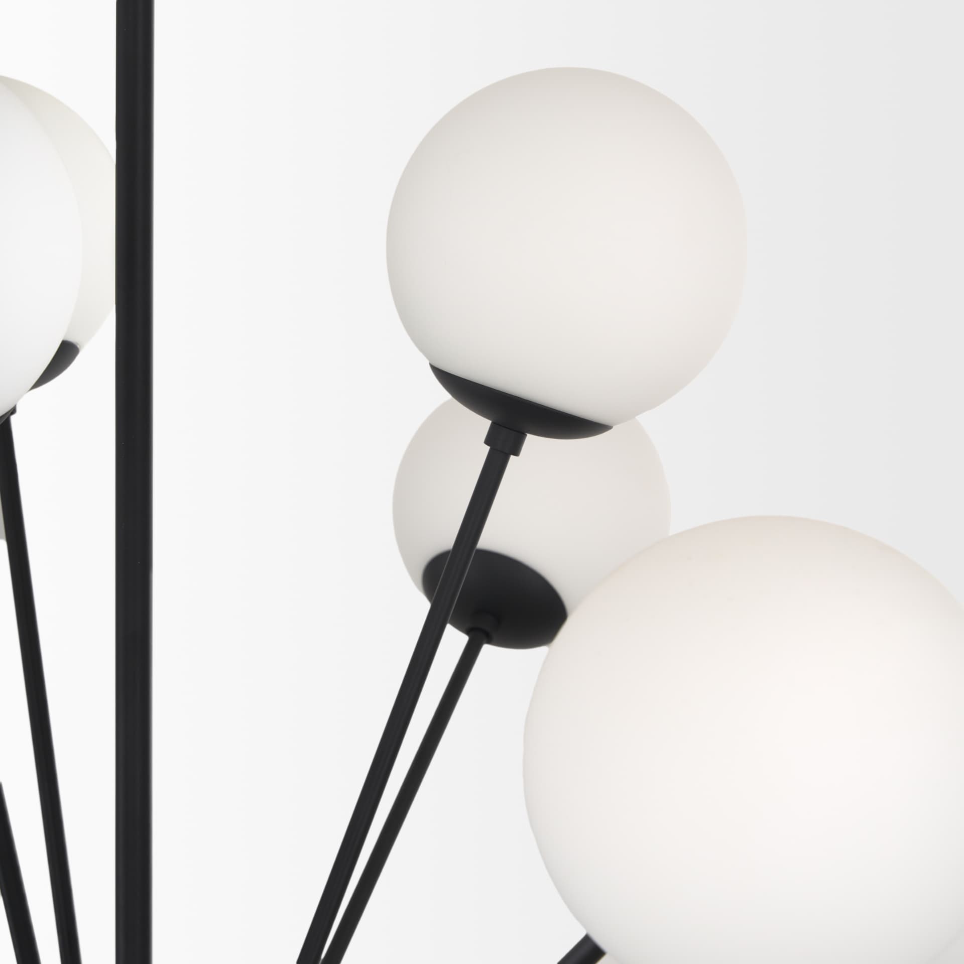 Barbara Matte Black Metal w/ Frosted Glass Globes 18-Light Chandelier — product photograph