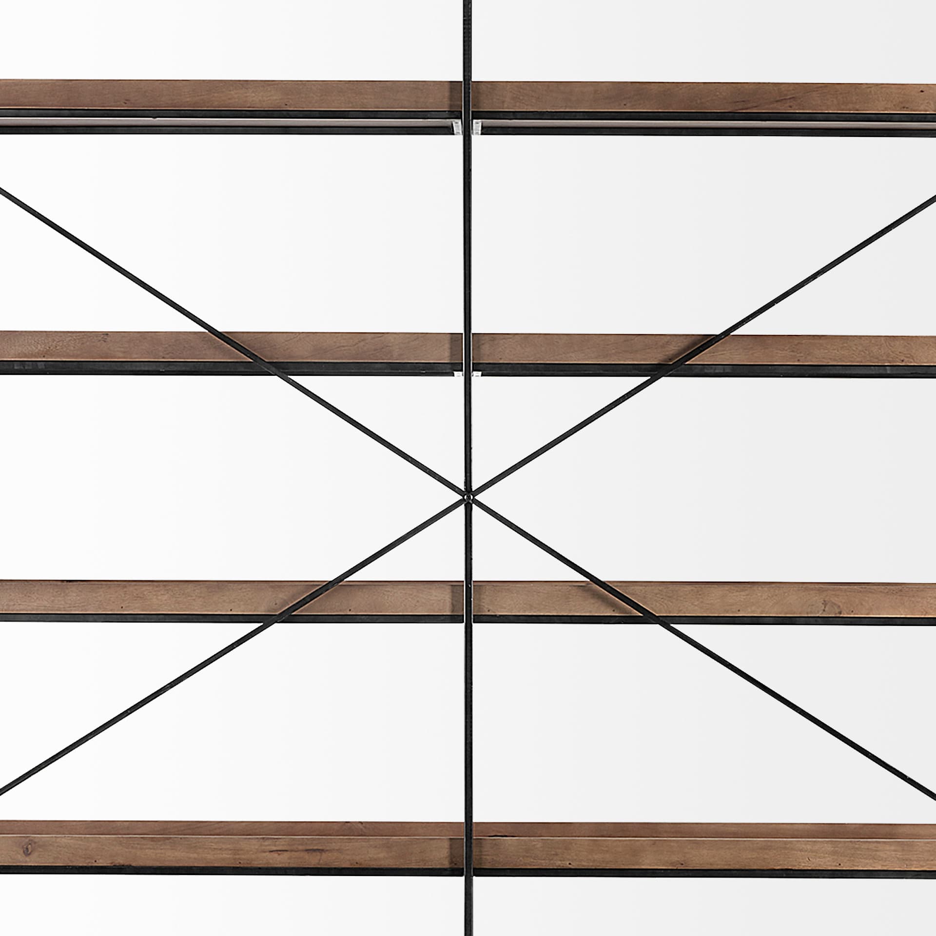Trey IV 80L x 16W x 87.5H Medium Brown Wood and Iron Five Tray Shelf Shelving Unit — product photograph