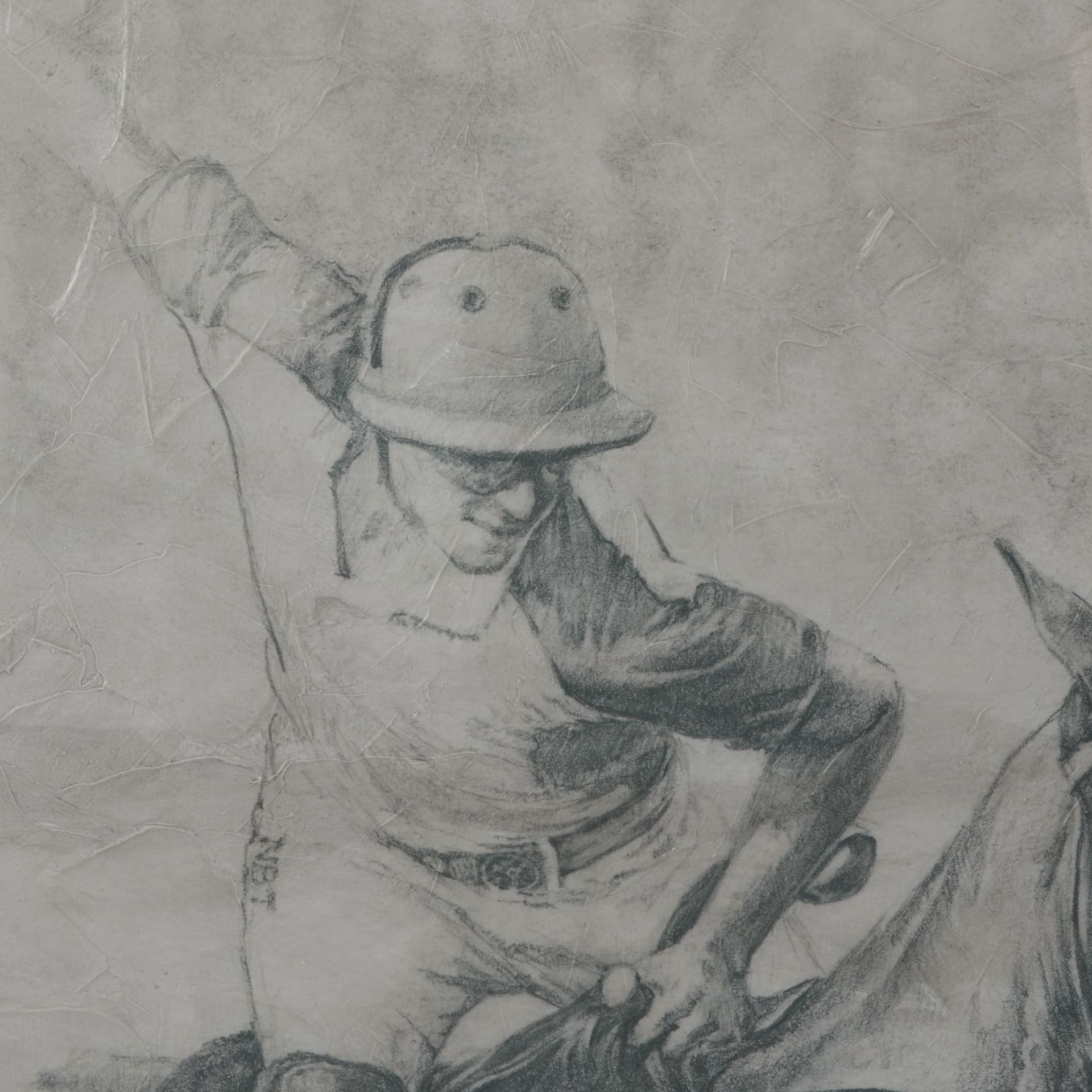Polo Player II by Mercana Studio a Hand Embellished Textured Framed Art Print Matted under Glass — product photograph