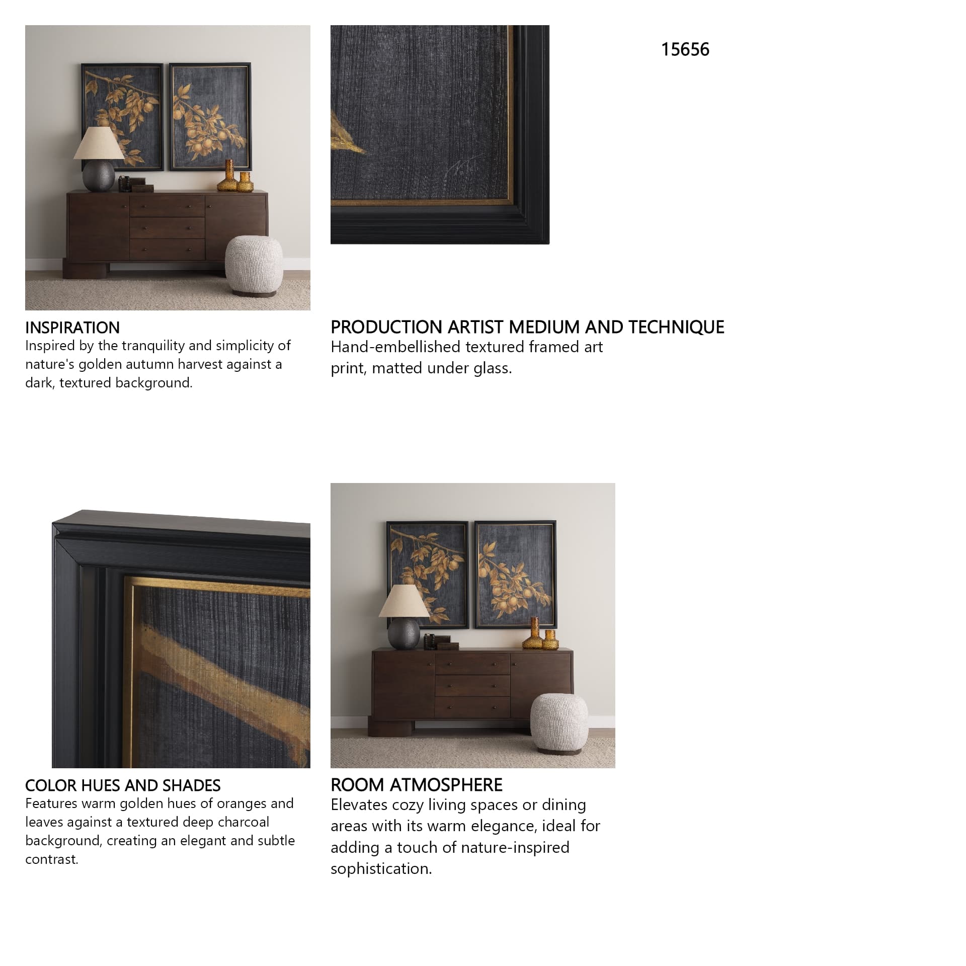 Gilded Bounty I by Mercana Studio a Hand Embellished Framed Art Print Matted under Glass — in a styled room