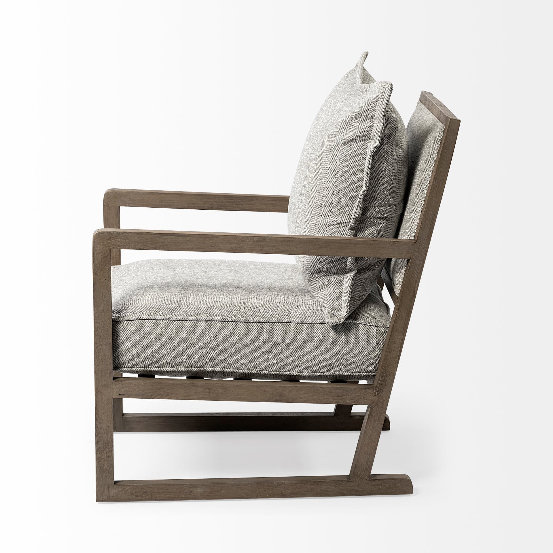 Sherlock Frost Gray Wood Frame Accent Chair — product photograph