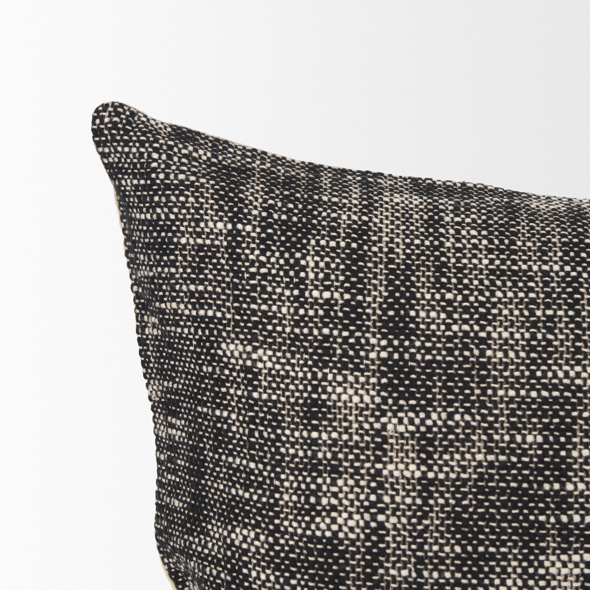 Jalia 14x26 Cream/Black Cotton Decorative Lumbar Pillow Cover w/Down Filler — product photograph