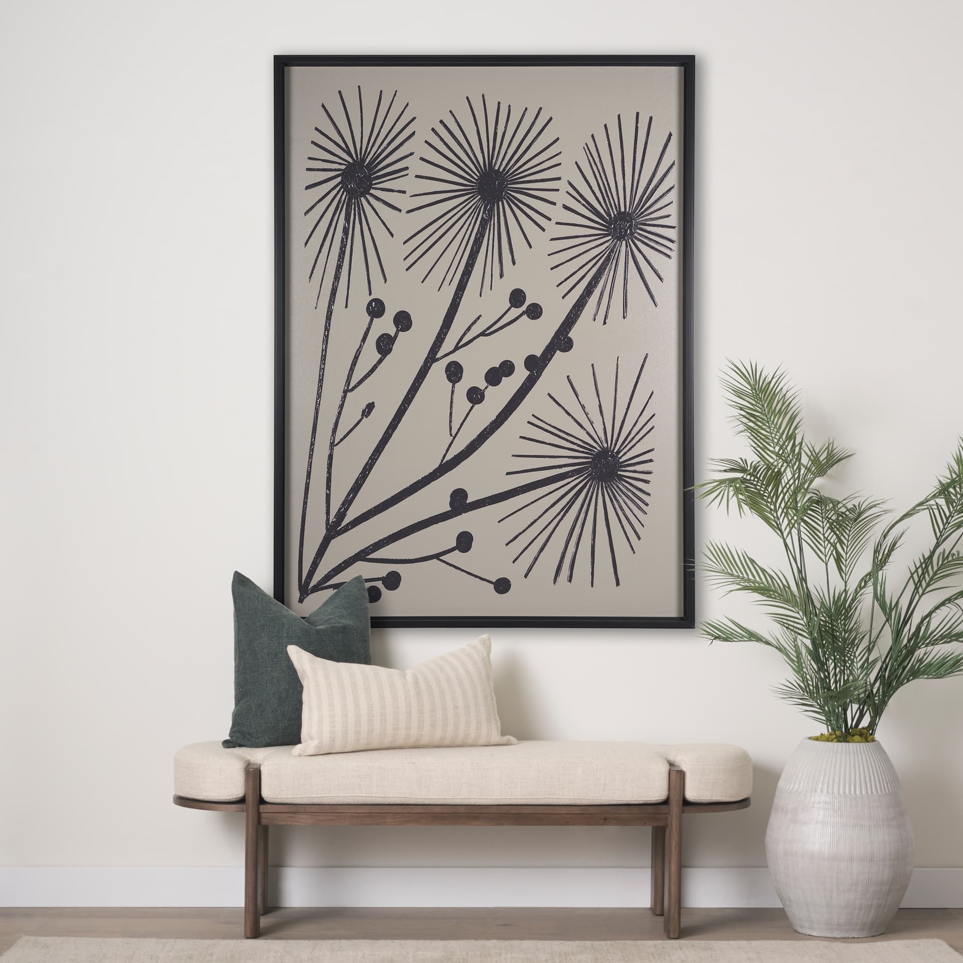 Simple Floral-Grow by Mercana Studio a Hand Embellished Textured Framed Art Print — in a styled room