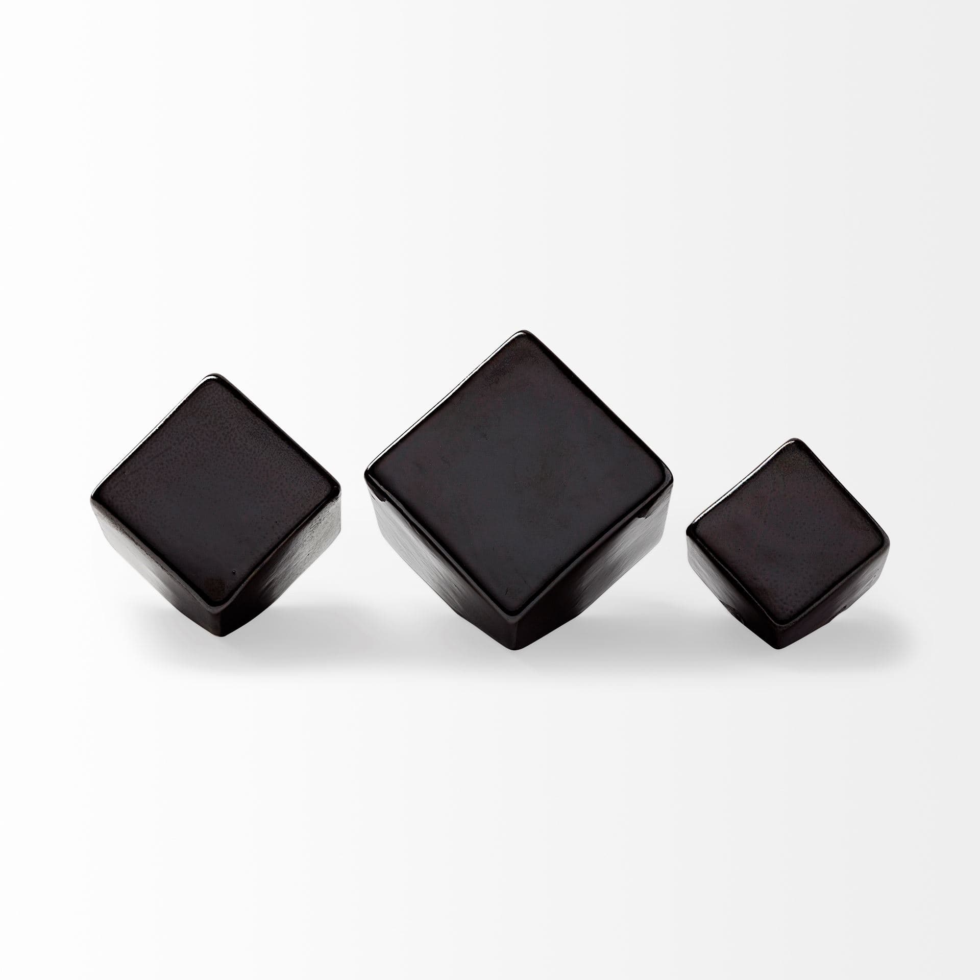 Mayweather (Set of 3) Black Geometric Ceramic Cubes — product photograph