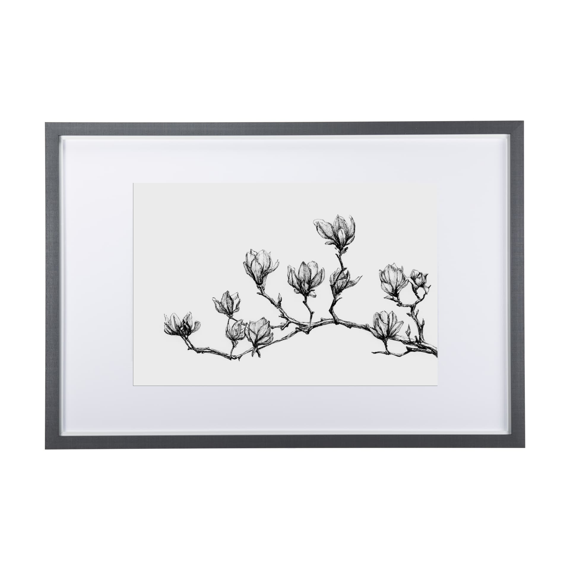 Magnolia II by Mercana Studio a Hand Embellished Textured Framed Art Print Matted under Glass — product photograph