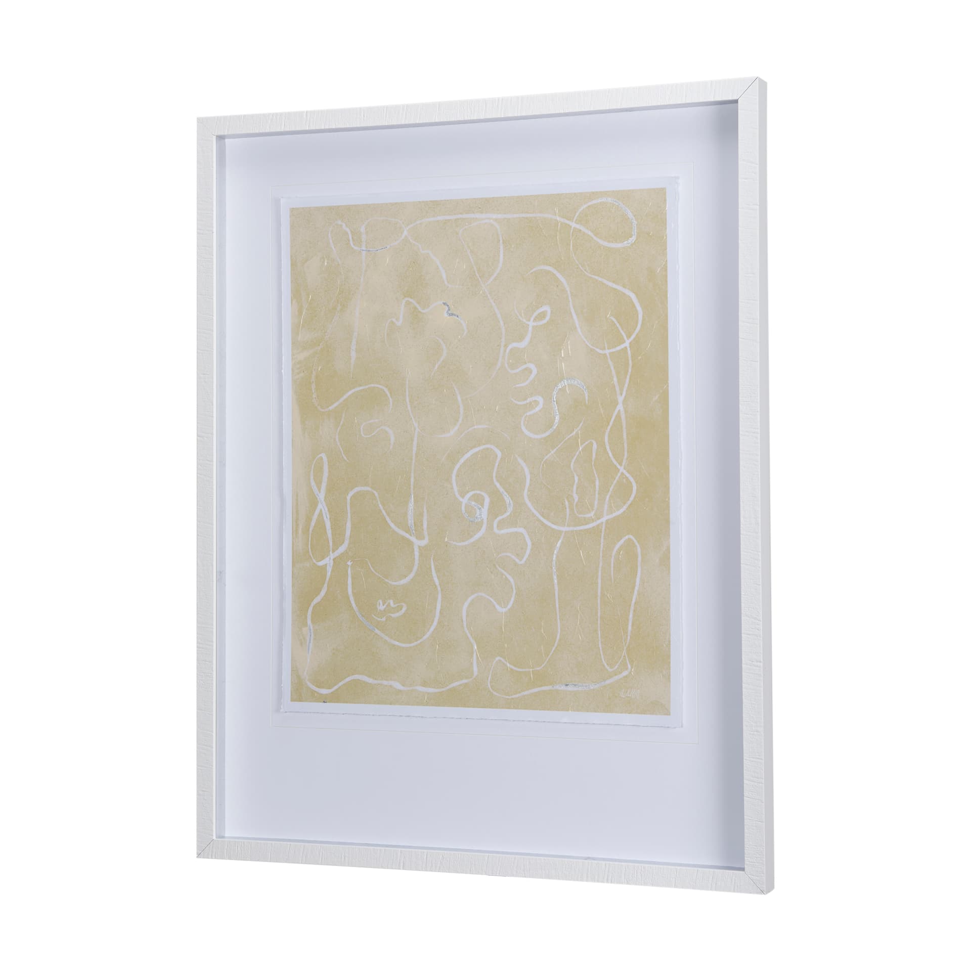 Thread Yellow I by Mercana Studio a Hand Embellished Textured Framed Art Print Matted under Glass — product photograph