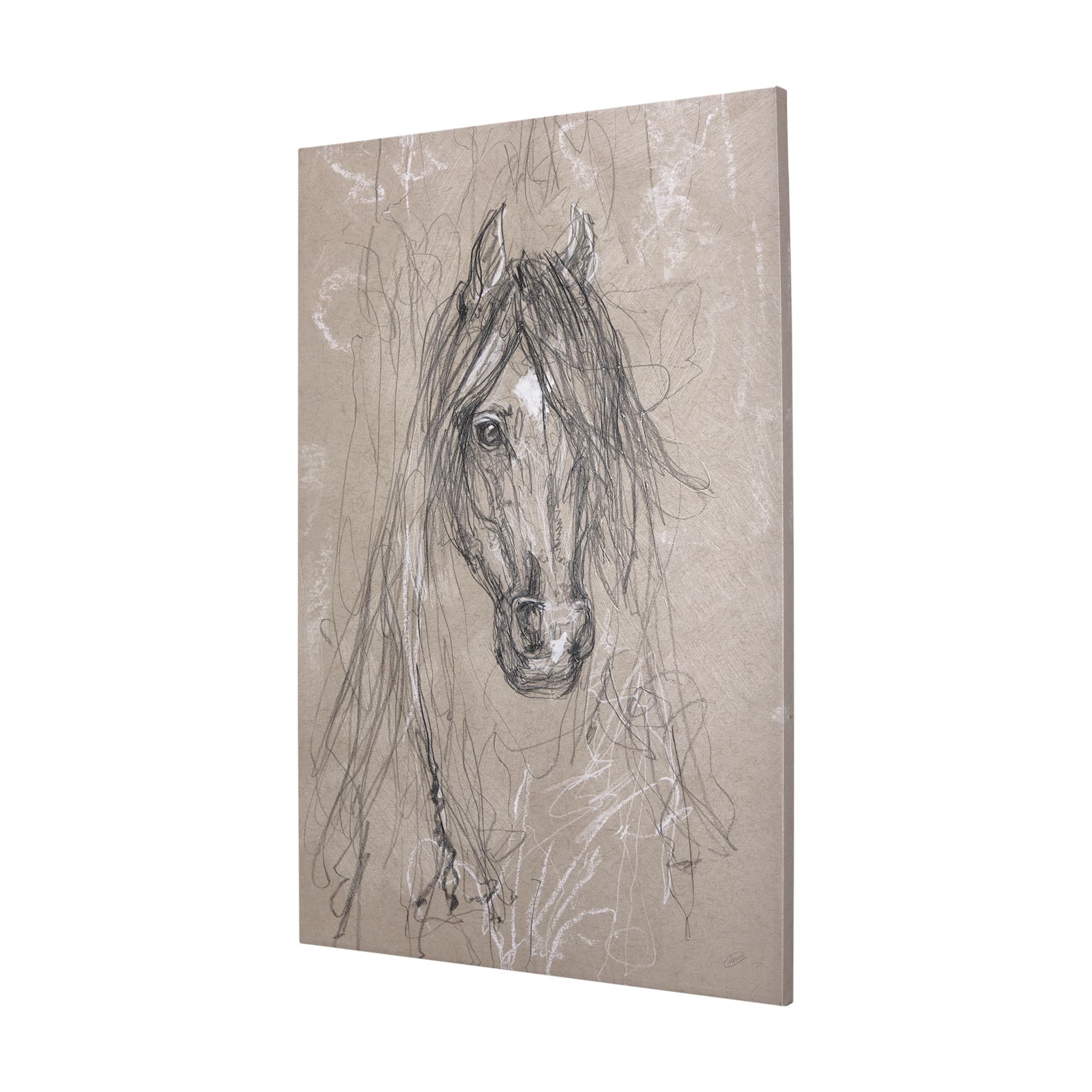 Sketch of animal VII (Horse) by Mercana Studio a Hand Embellished Textured Canvas — product photograph