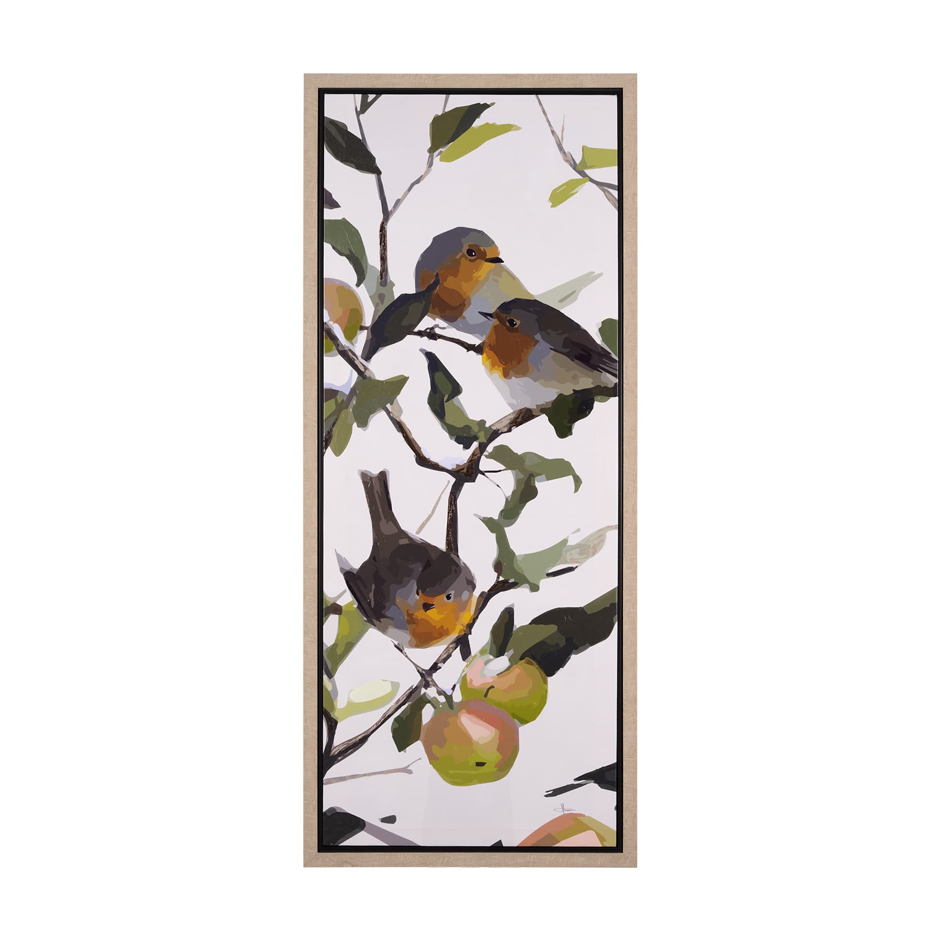 Birds & Apples II by Mercana Studio a Hand Embellished Textured Framed Canvas — product photograph