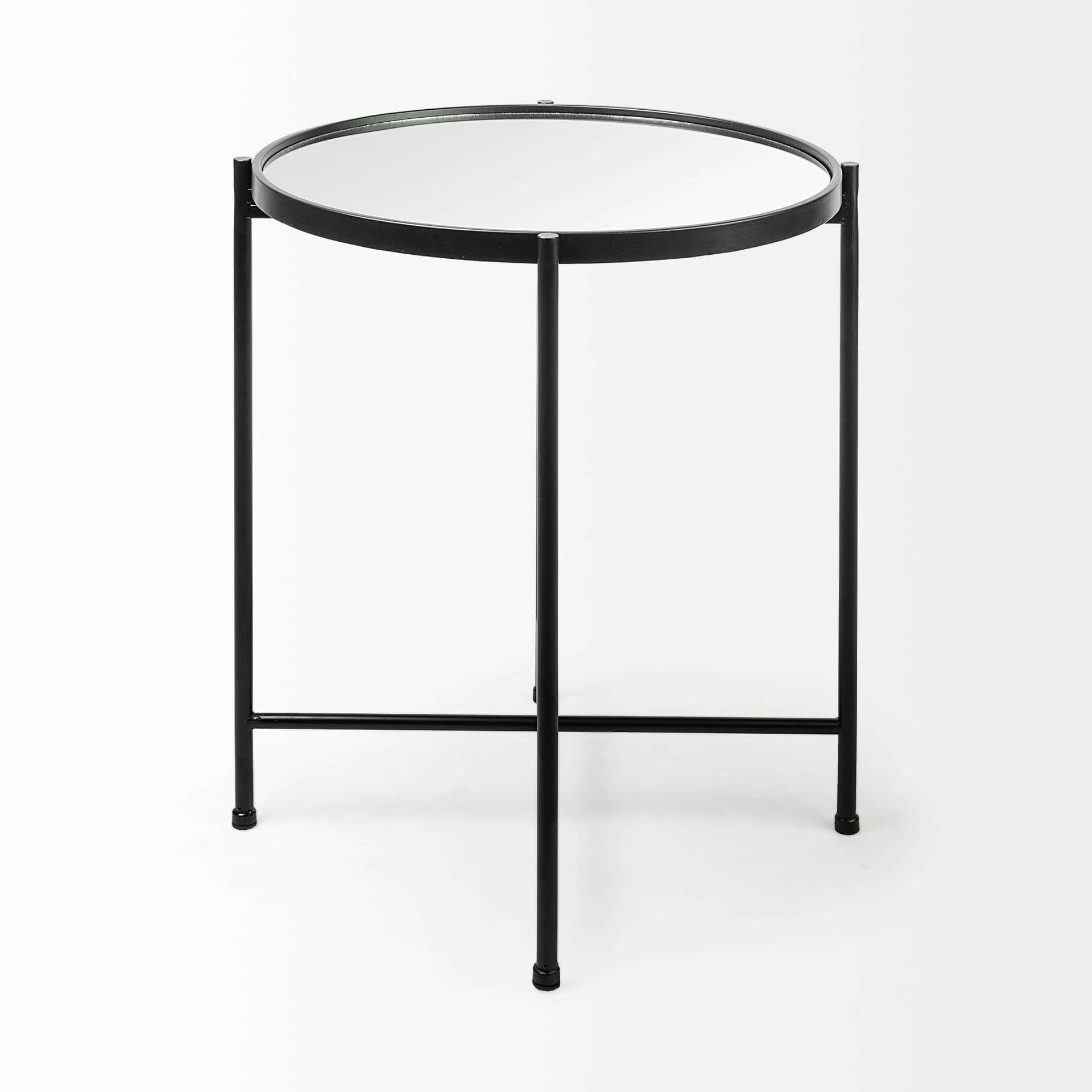 Samantha (Small) Black Mirror Top Accent Table — product photograph