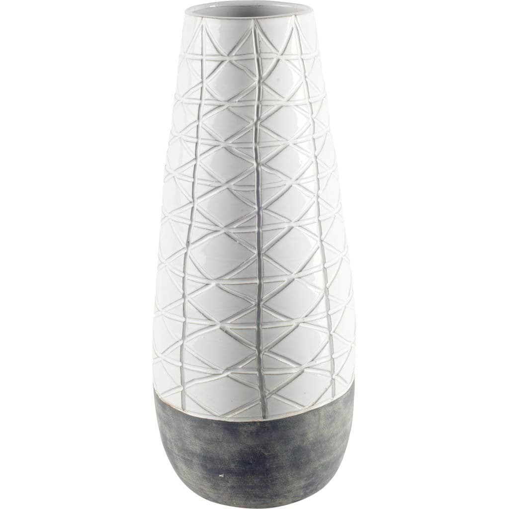 Harrier II Large Gray Ceramic Dark Base White Vase — product photograph