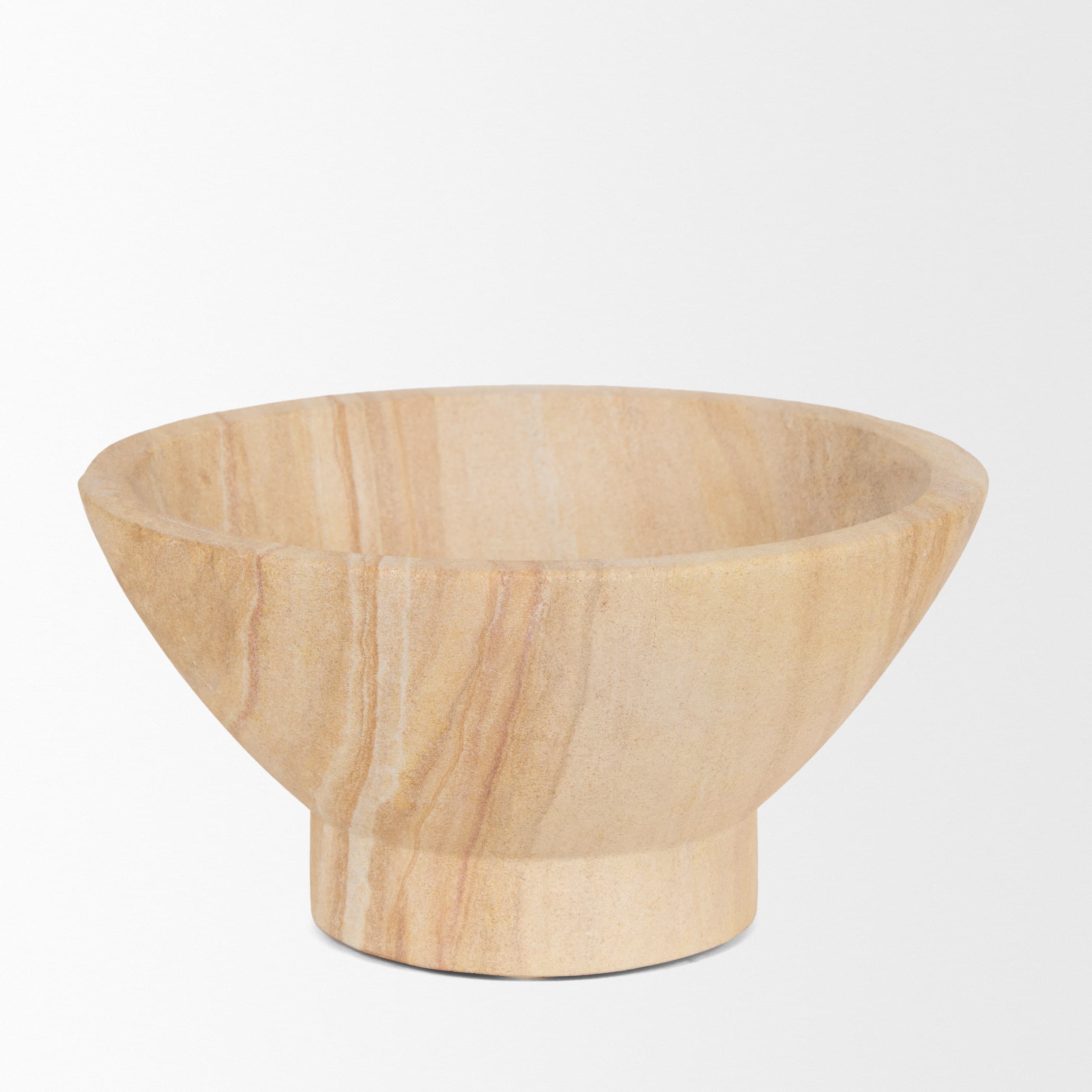 Ramira Beige Sandstone Decorative Pedestal Bowl — product photograph