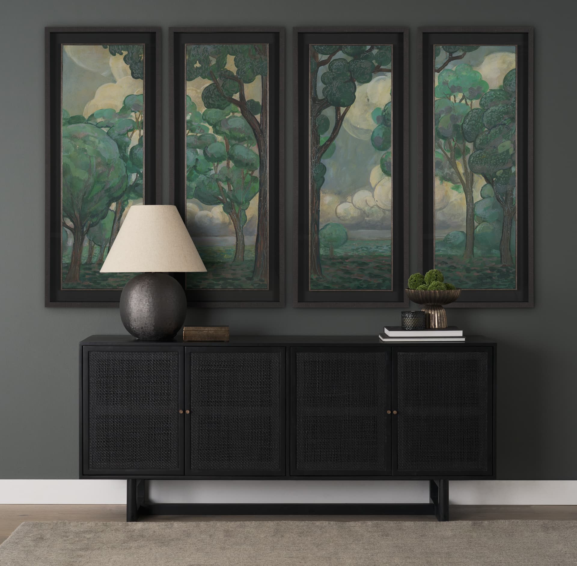 Majestic Garden II by Mercana Studio a Hand Embellished Framed Art Print under Glass — in a styled room