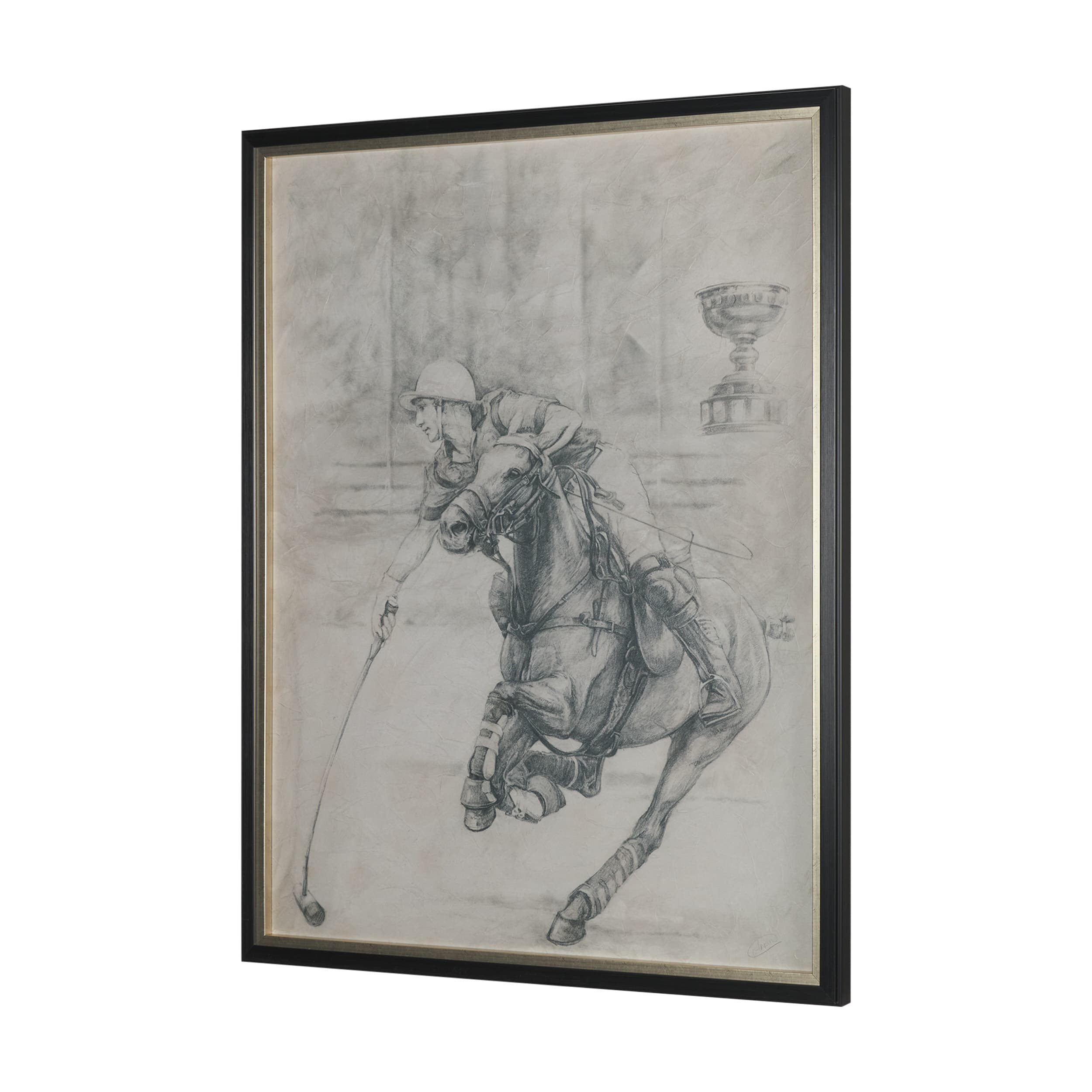 Polo Player II by Mercana Studio a Hand Embellished Textured Framed Art Print Matted under Glass — product photograph